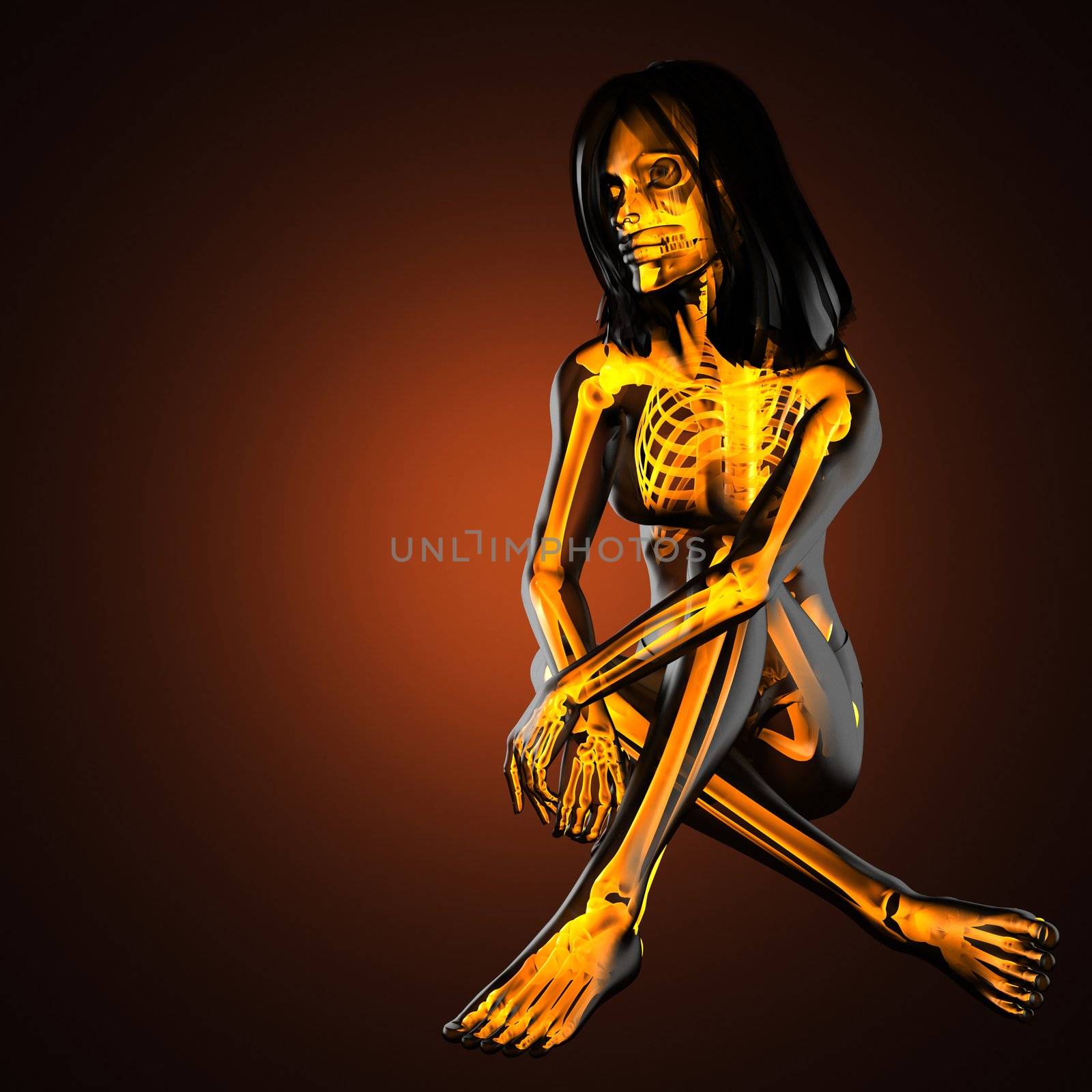 cute woman radiography made in 3D