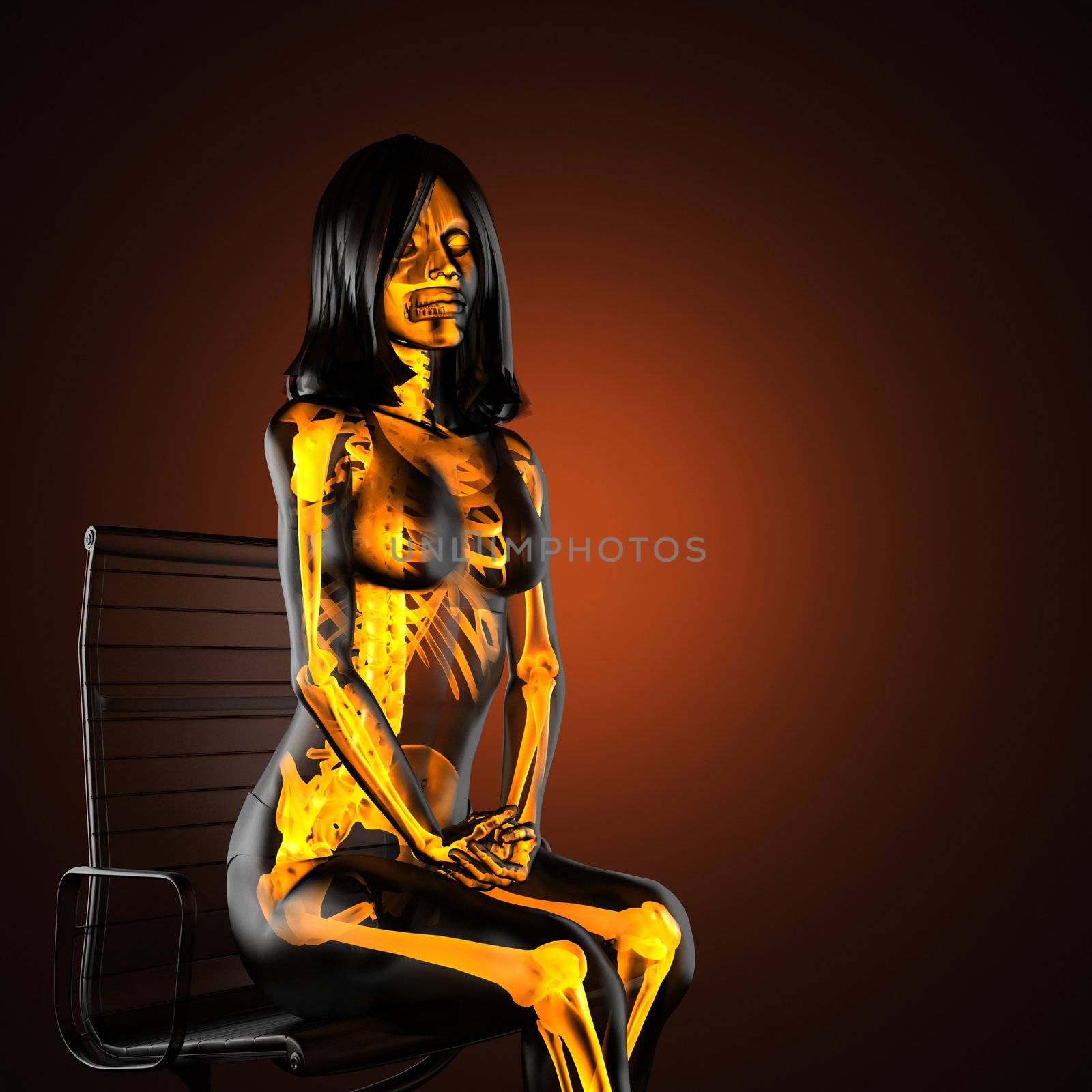 cute woman radiography made in 3D
