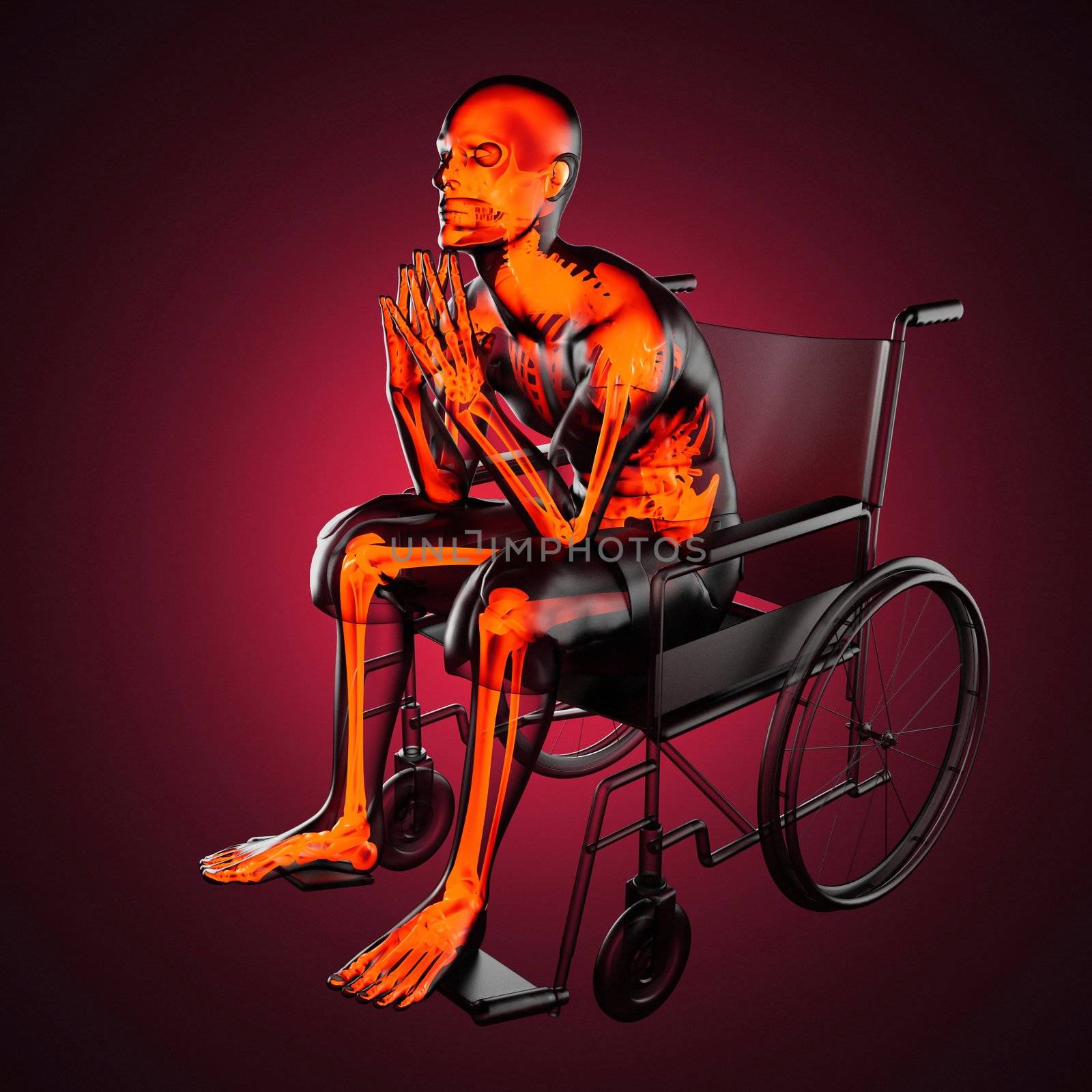 Man in wheelchair made in 3D
