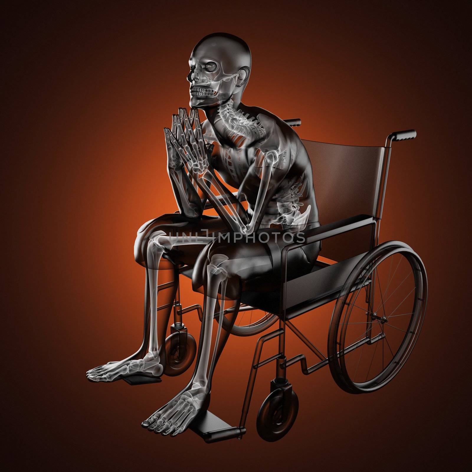 Man in wheelchair made in 3D