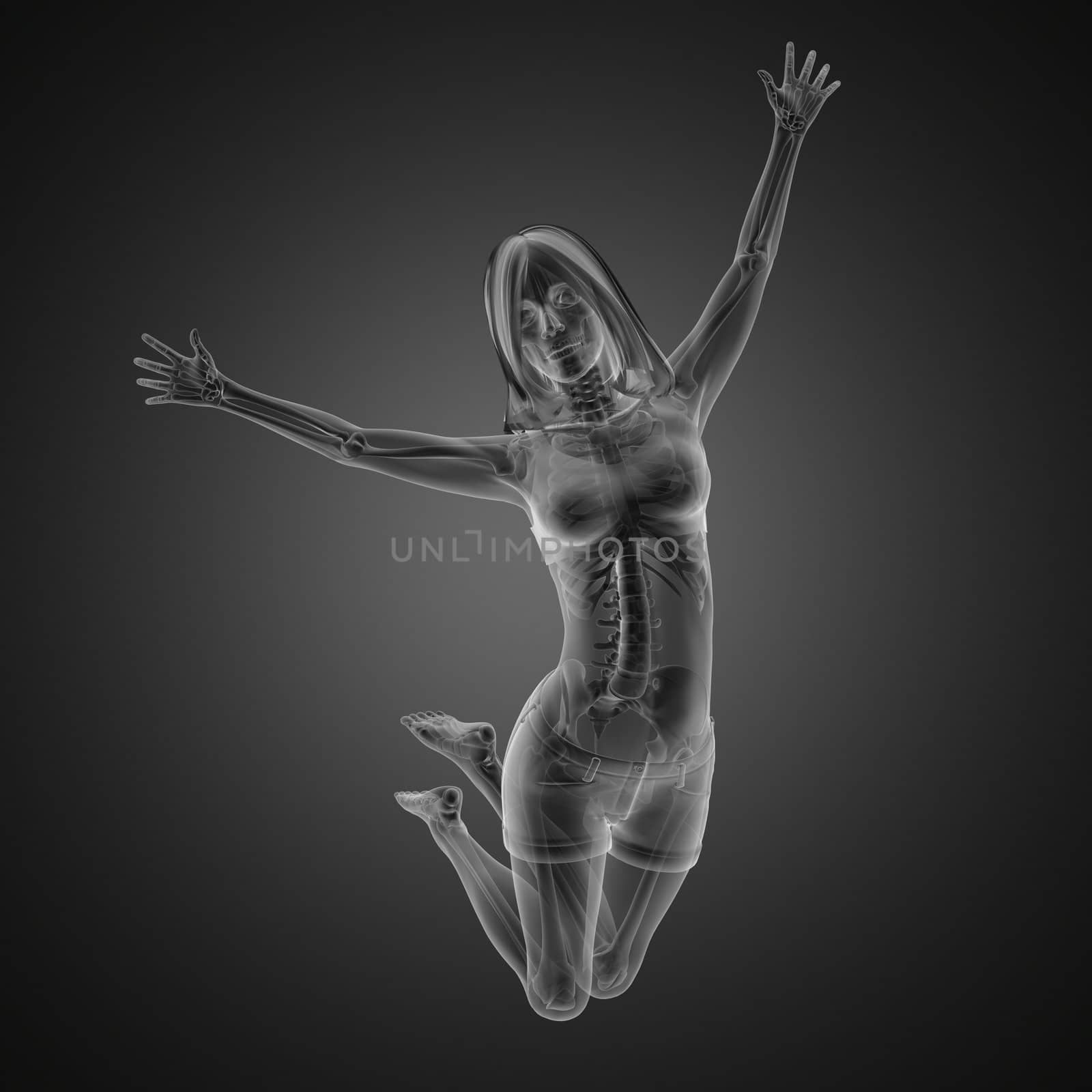 jump woman radiography made in 3D
