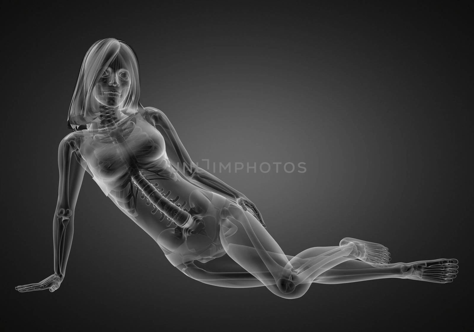 cute woman radiography made in 3D graphics