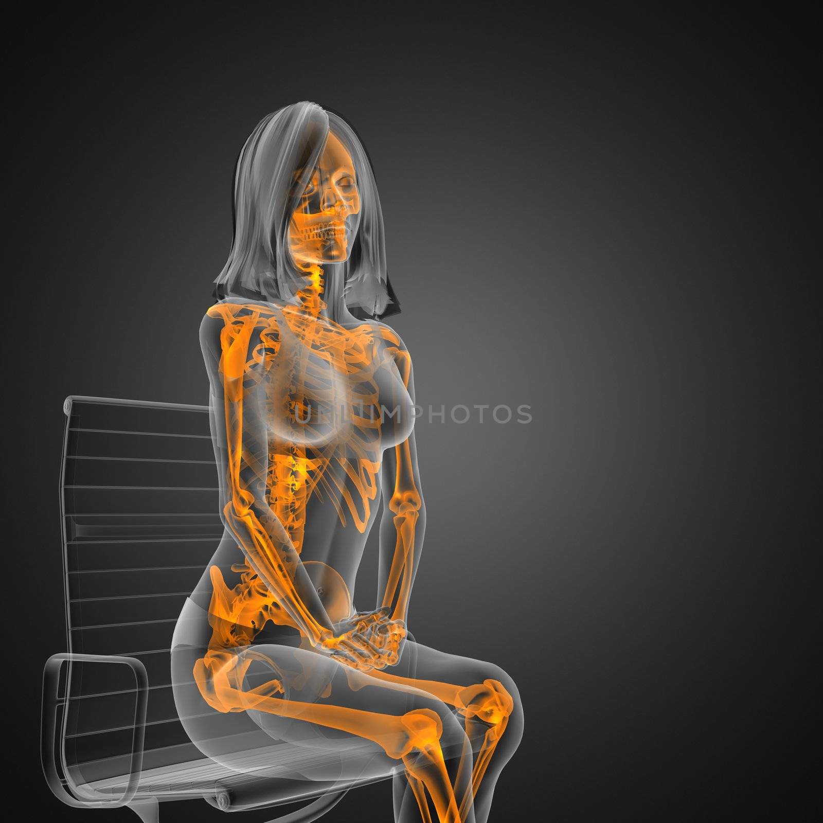 cute woman radiography made in 3D graphics