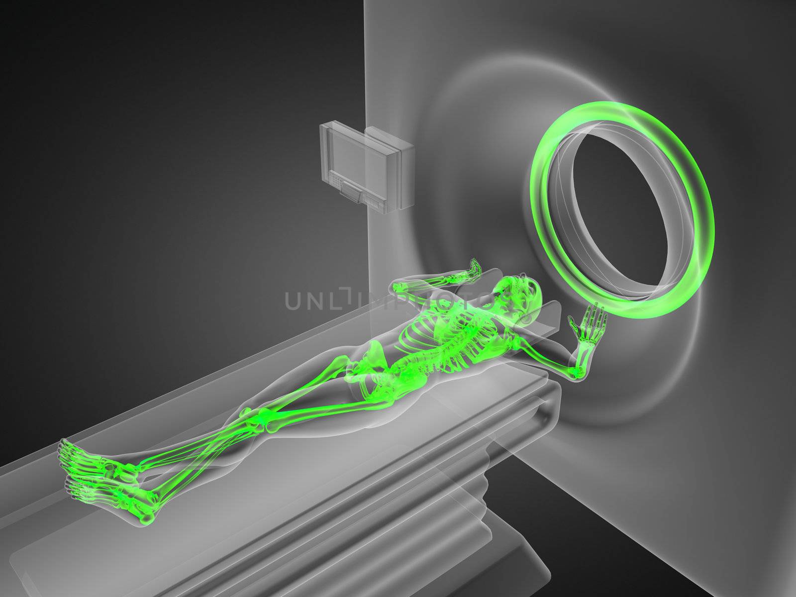 MRI examination made in 3D graphics