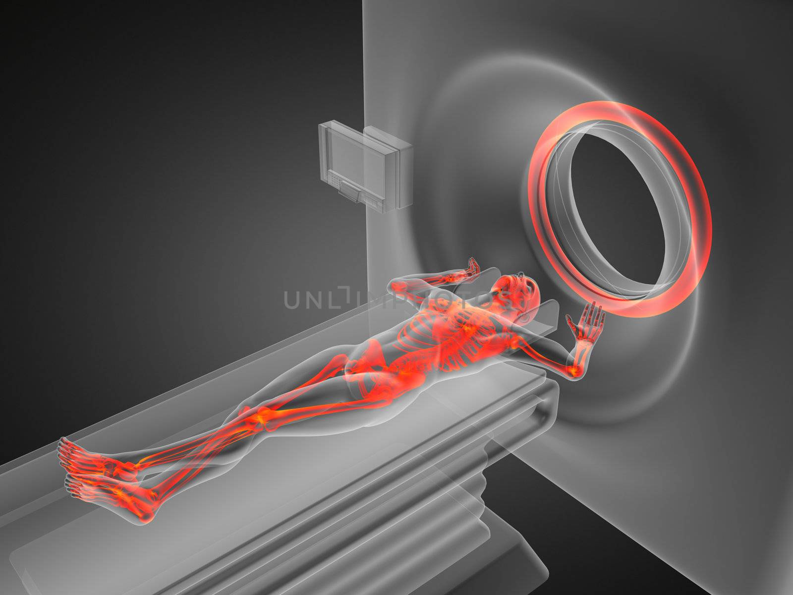 MRI examination made in 3D graphics