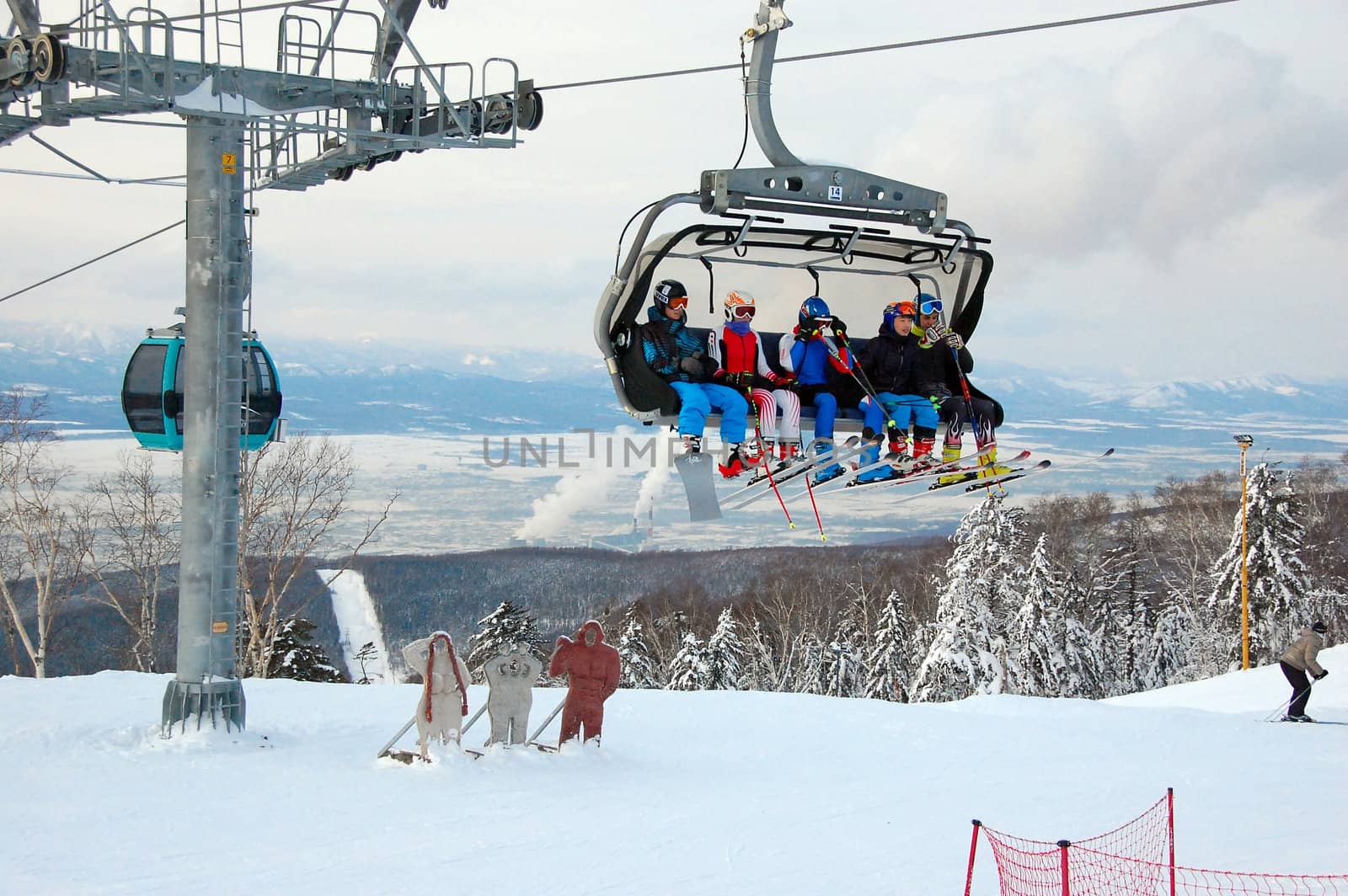 People on cable road, Sakhalin, Russia