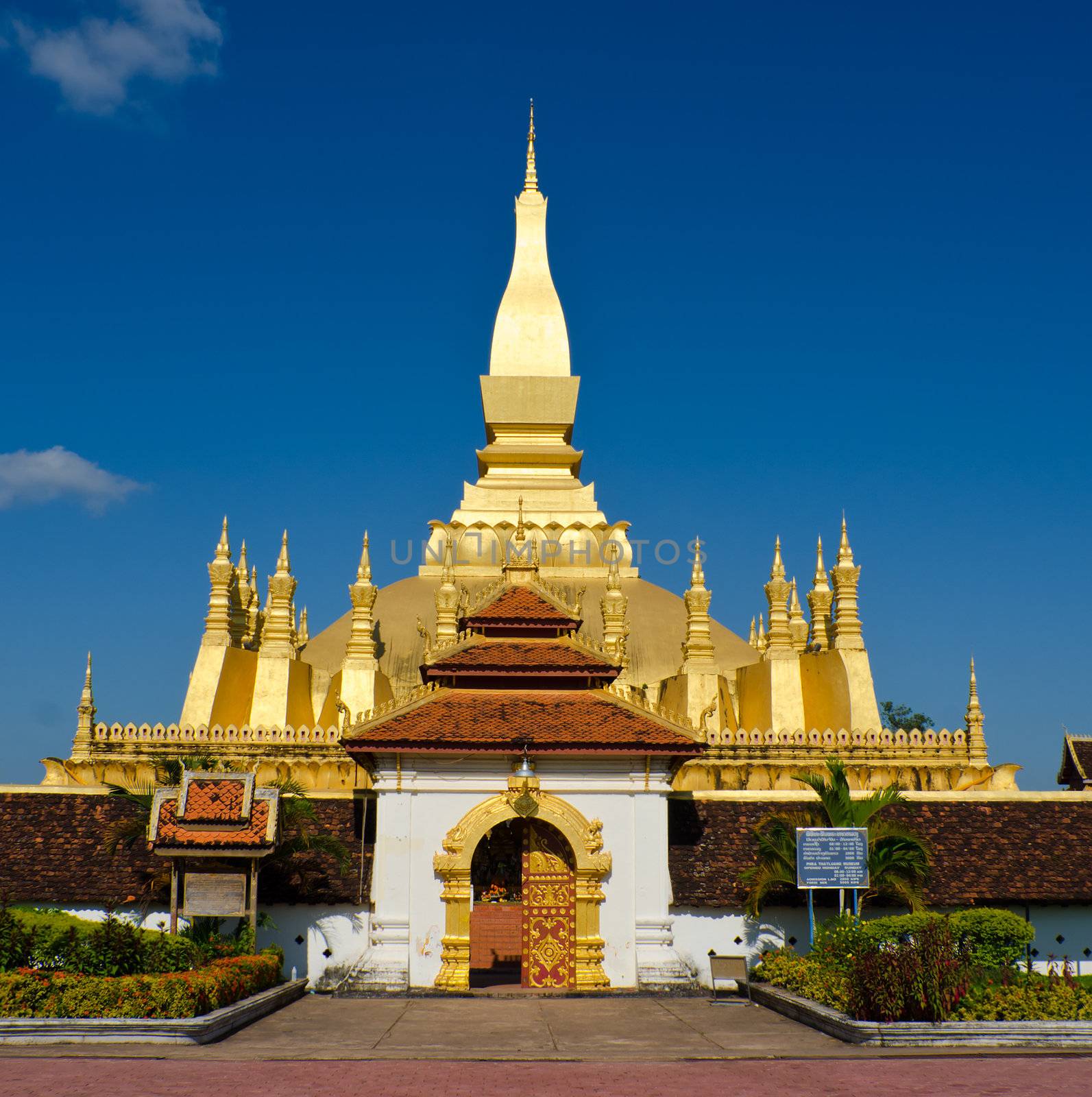 Pha That Luang stupa in  Vientiane, Laos. The most important national monument in Laos.