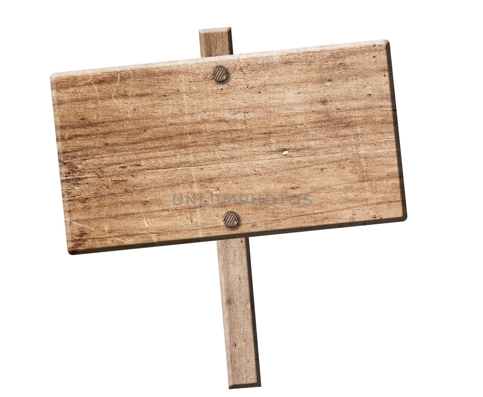 Wood sign isolated on white with clipping path. 