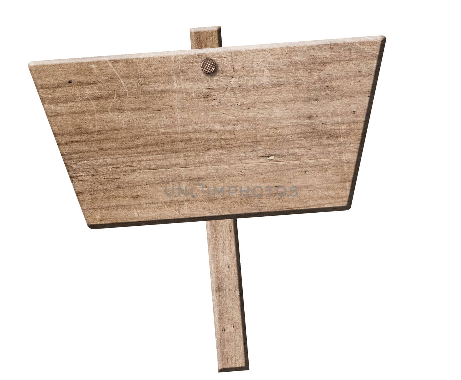 Wood sign isolated on white with clipping path. 