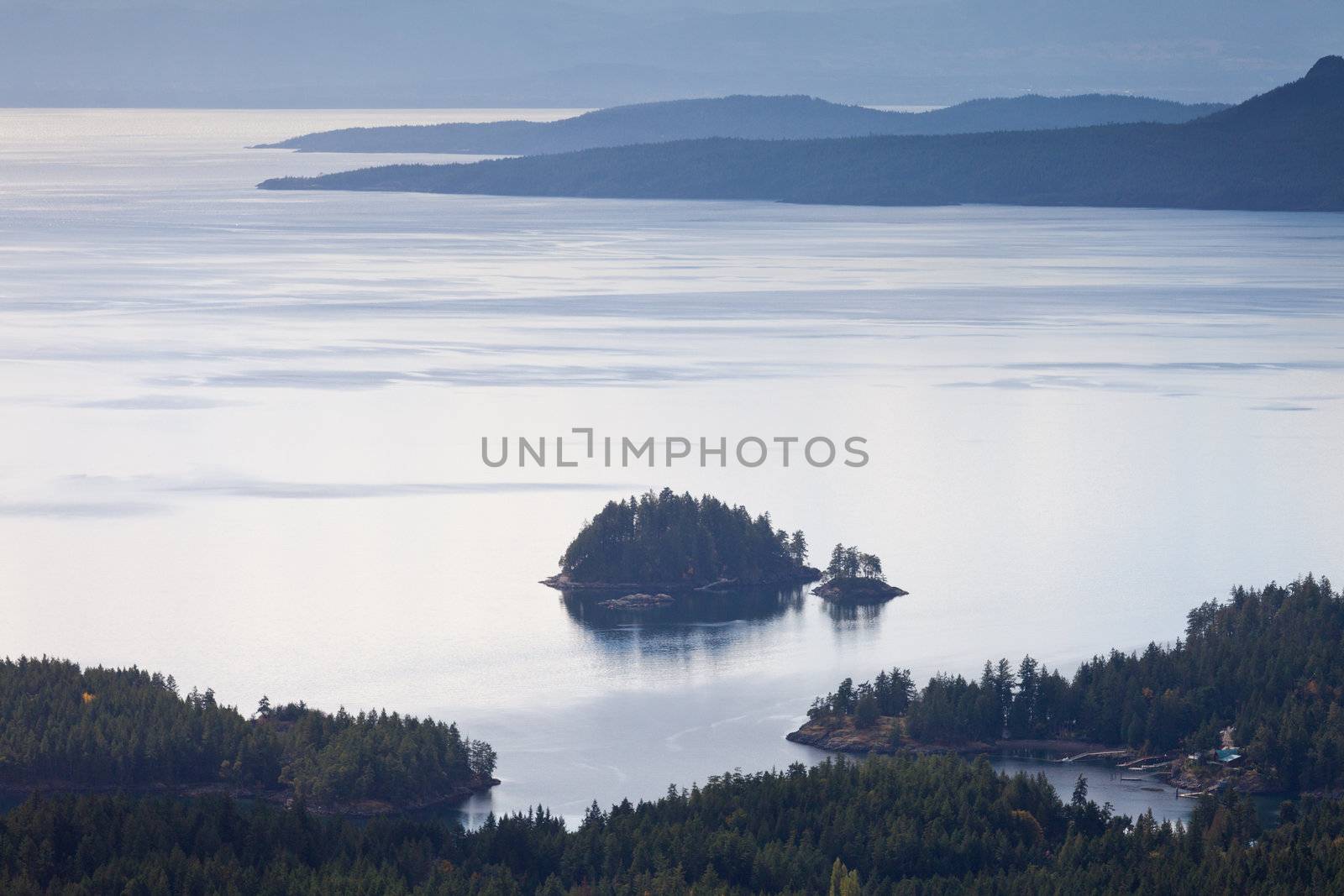 Sunshine Coast fiords and Pacific ocean at west coast of western province of beautiful British Columbia, Canada.