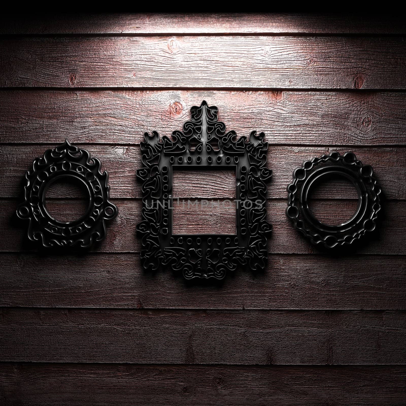 Retro frame on wooden wall