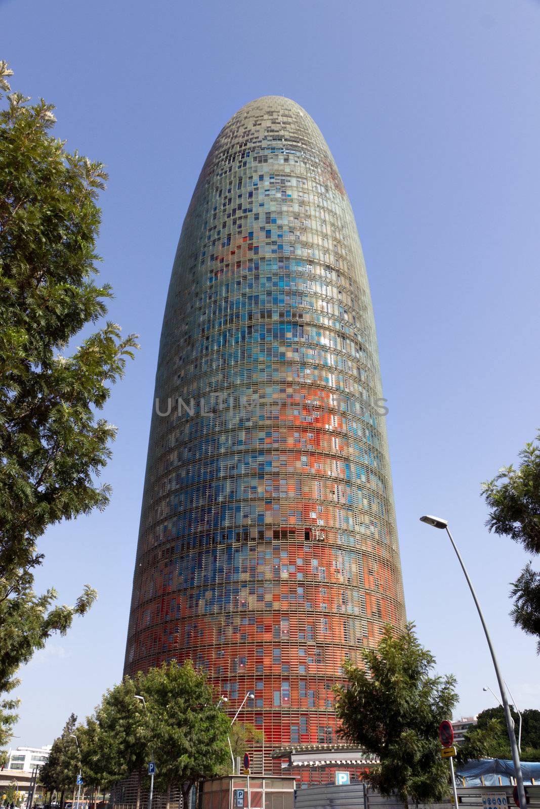 Agbar colorful tower office in Barcelona. Spain