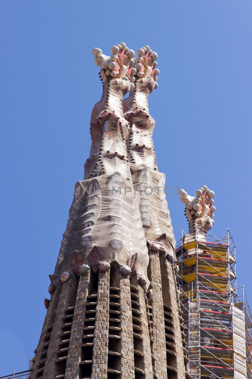 SPAIN - AUGUST 24: La Sagrada Familia Details - cathedral designed by Antoni Gaudi , which is being build since 19 March 1882 and is not finished yet August 24, 2012 in Barcelona, Spain.