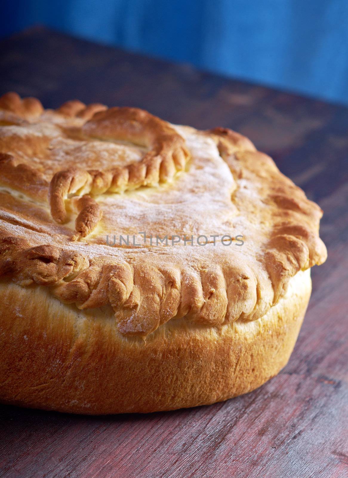 fish pie  with codfish and halibut.closeup.coulibiac . Shallow depth-of-field