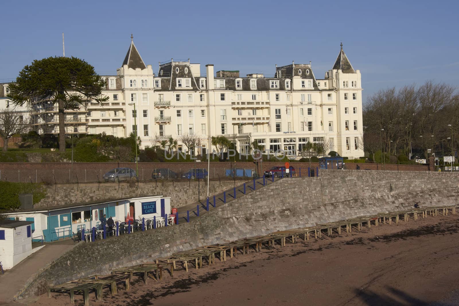 The Grand Hotel overlooking the beach in the seaside resort of Torquay, Devon, England