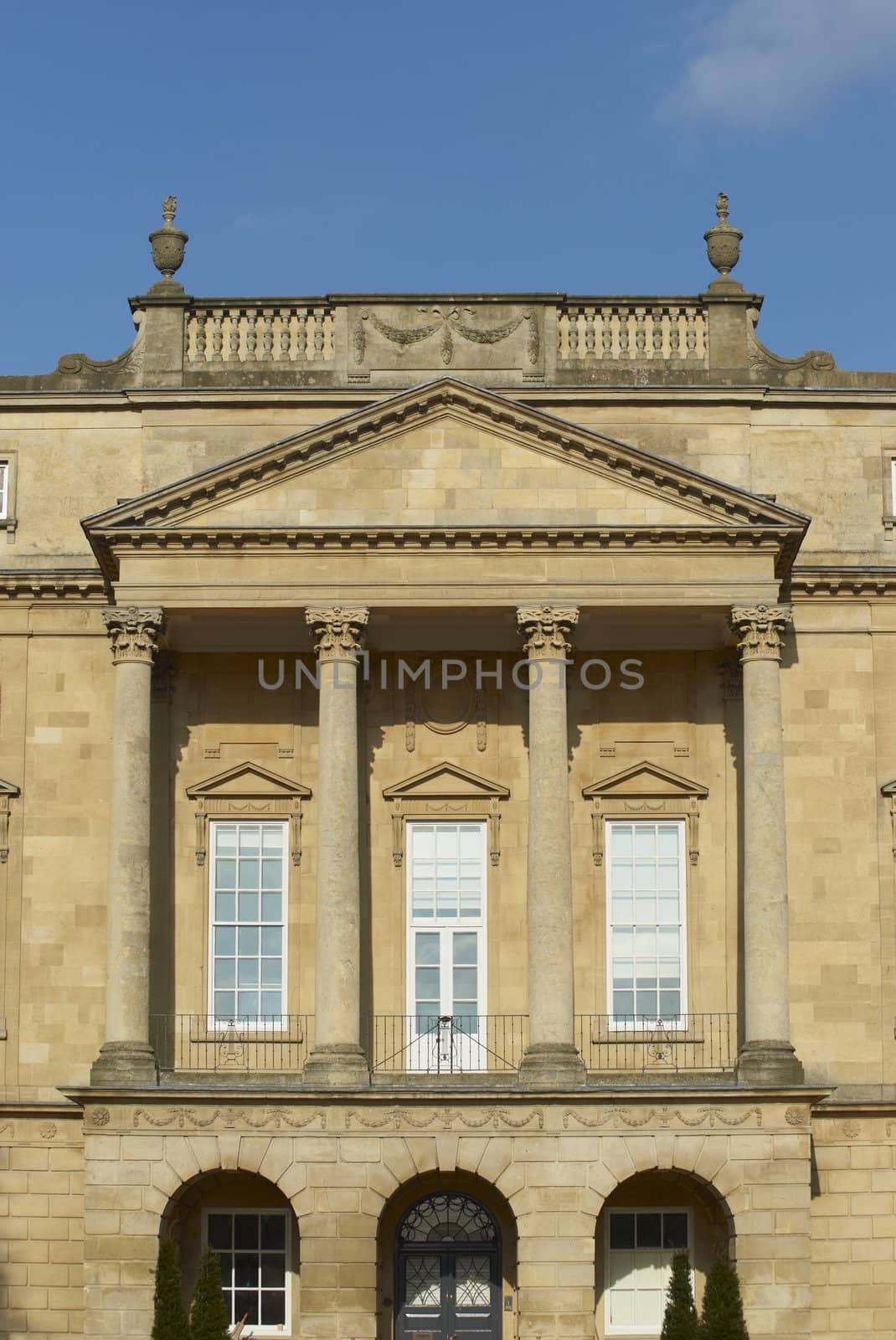 Holbourne Museum in Bath, England. Historic Georgian style building with colonnaded portico.