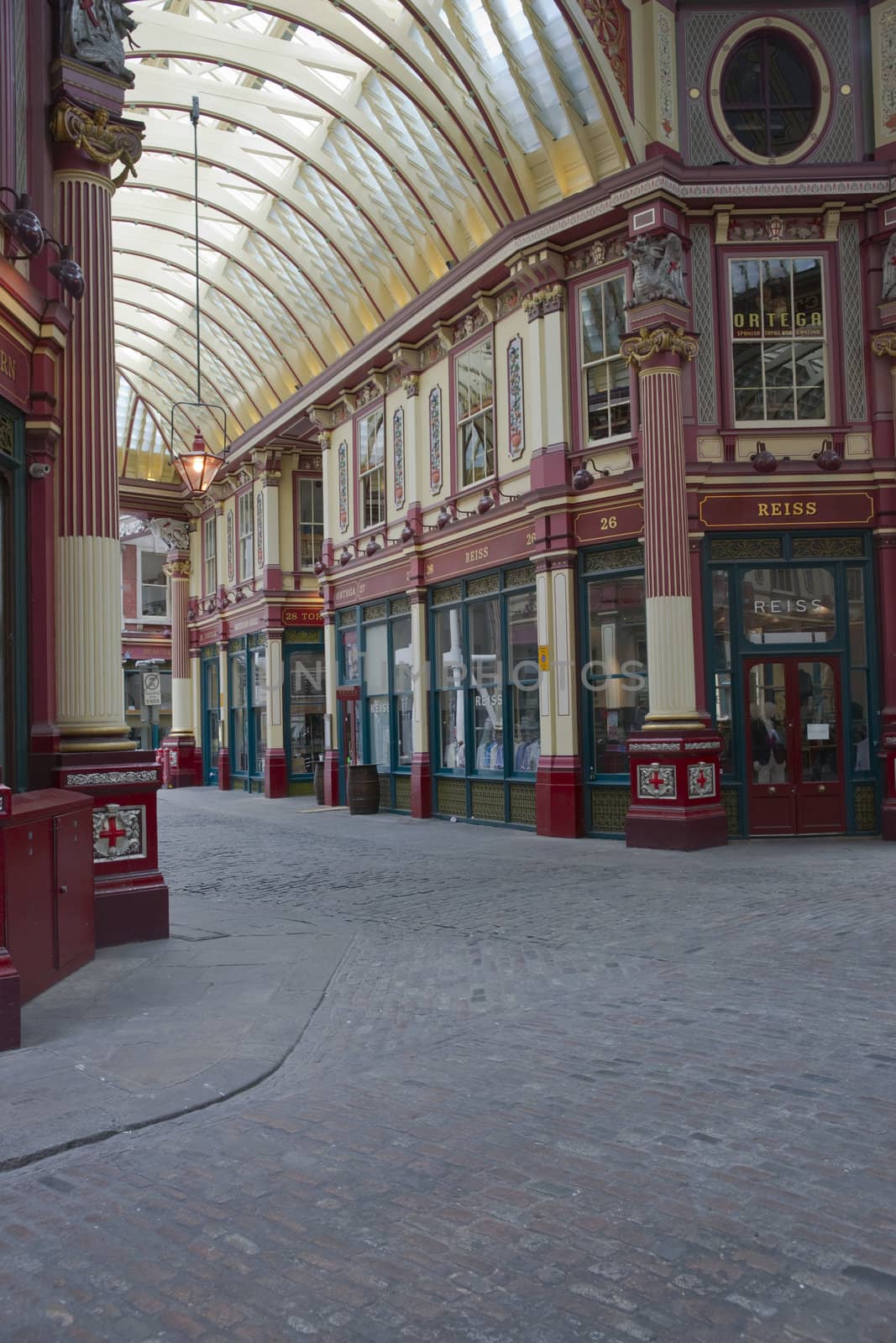 Historic Leadenhall Market in the City of London, England.