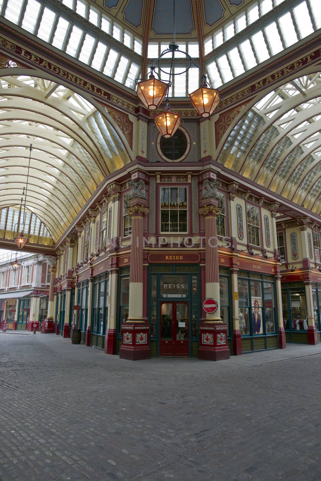 Historic Leadenhall Market in the City of London, England.