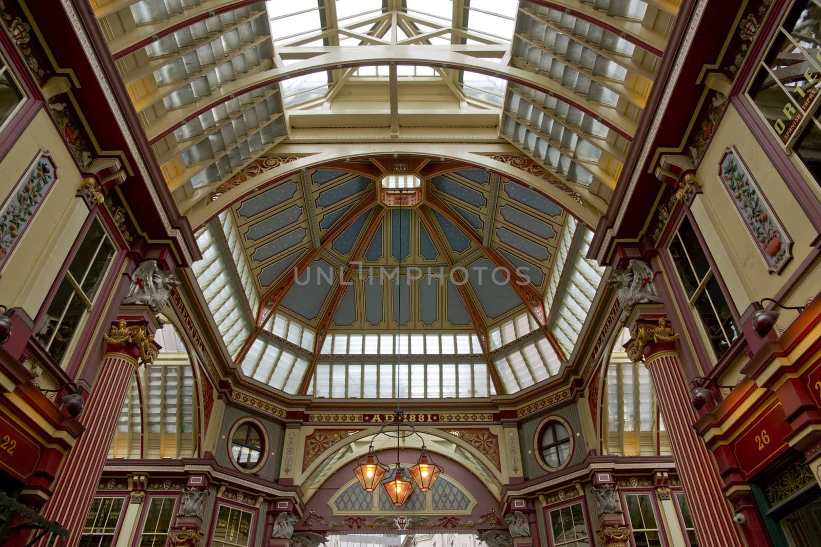 Historic Leadenhall Market in the City of London, England.