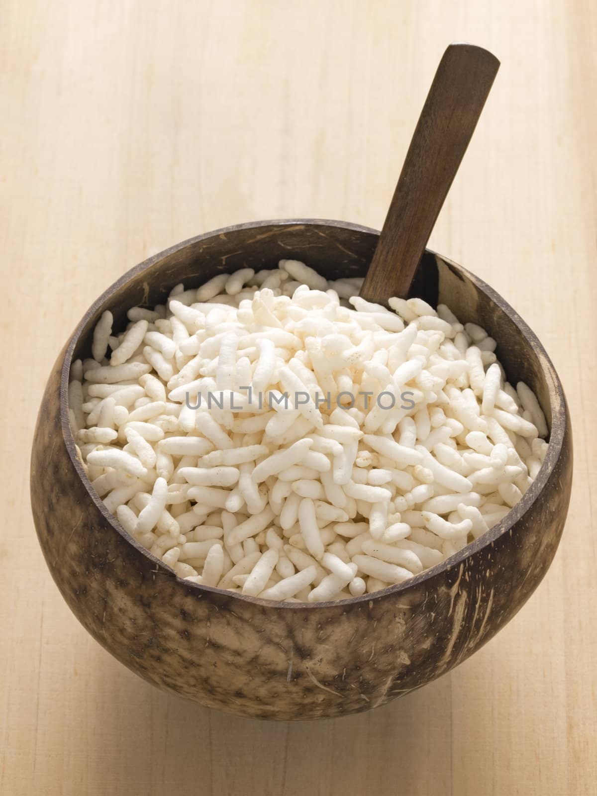 close up of a bowl of puffed rice