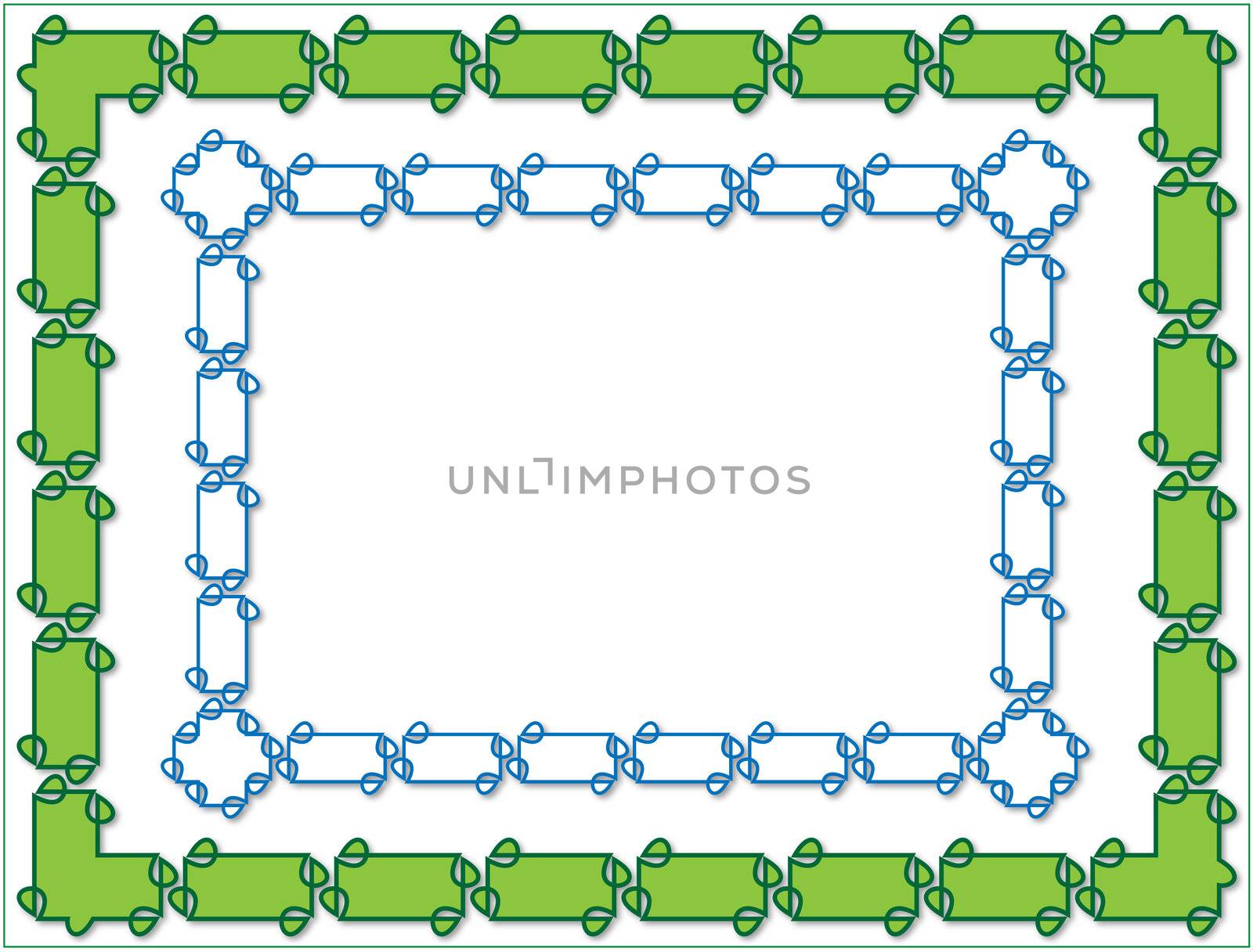 Art Nouveau frame background with blue green and white tuned