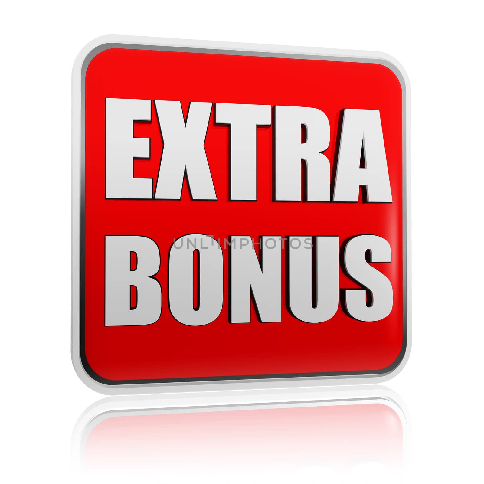 extra bonus - 3d red banner with white text like button, business concept