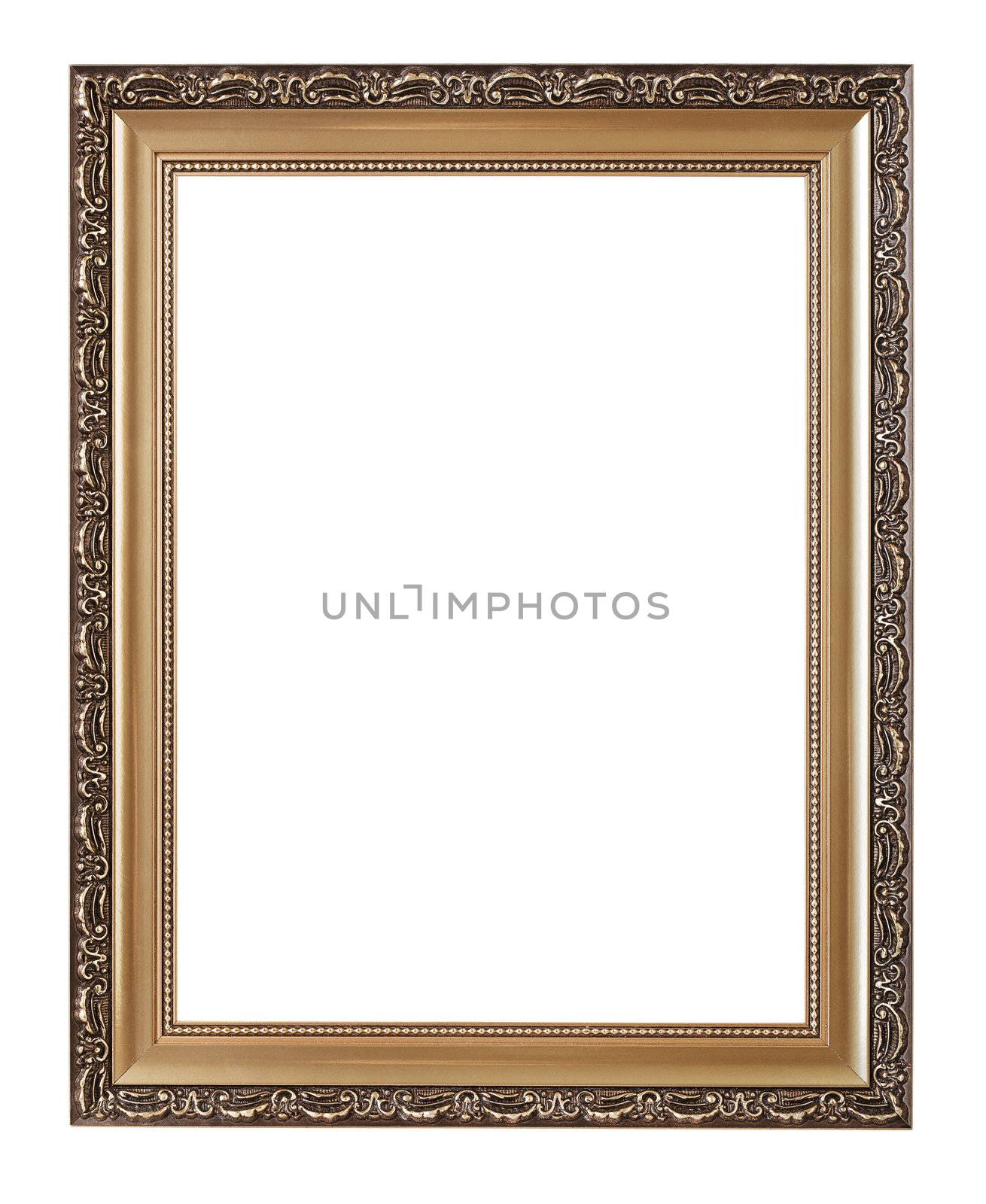 Empty frame in baroque style isolated on white