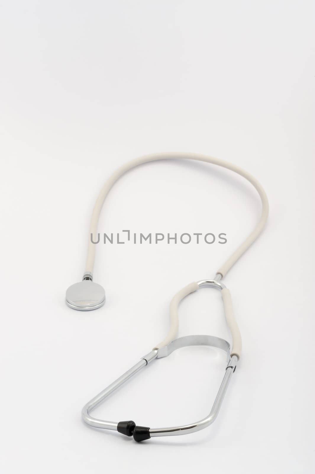 stethoscope close up on white background
