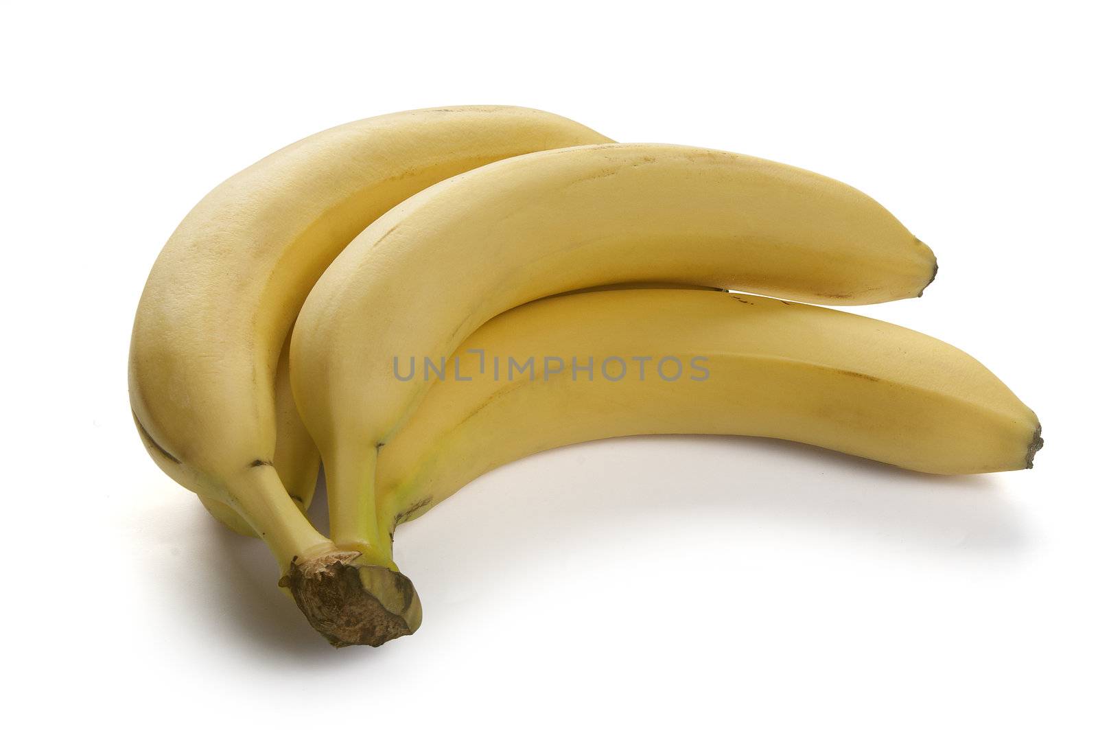 Bunch of fresh yellow bananas on the white background