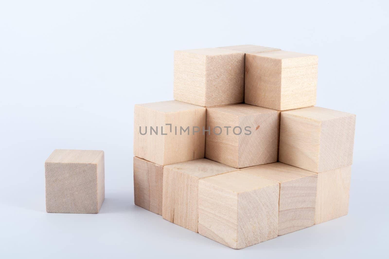 group of wooden blocks on white background
