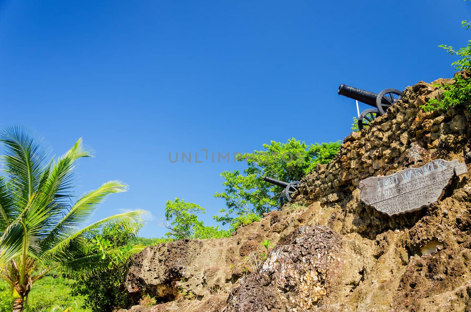 Ruins of Fort Warwick in San Andres y Providencia, Colombia