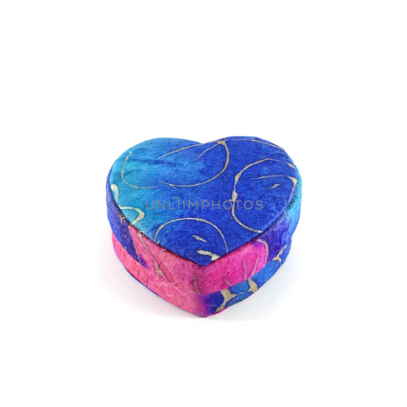 Blue heart box mulberry paper isolation by teerawat_camt