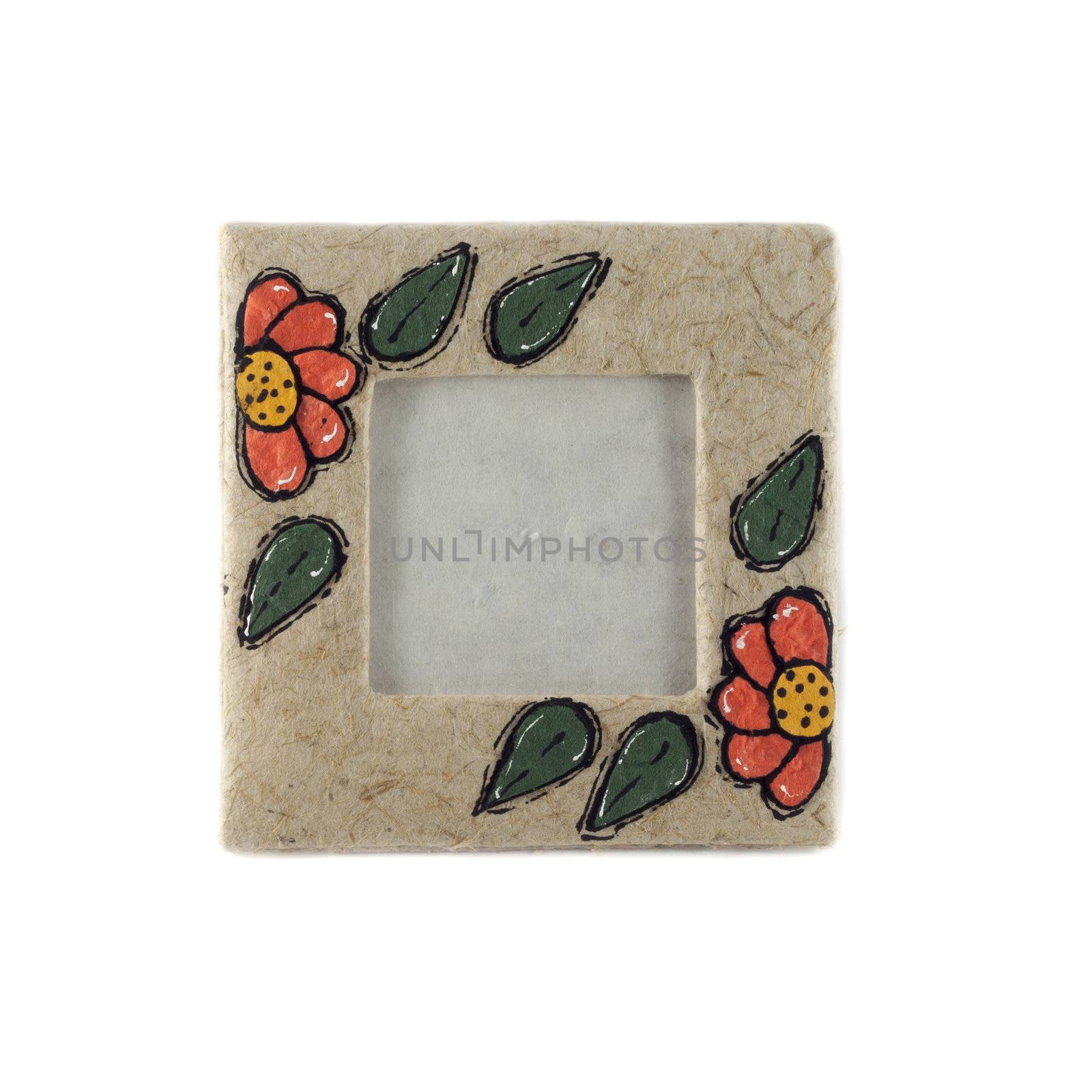 Brown mulberry paper border picture isolated.