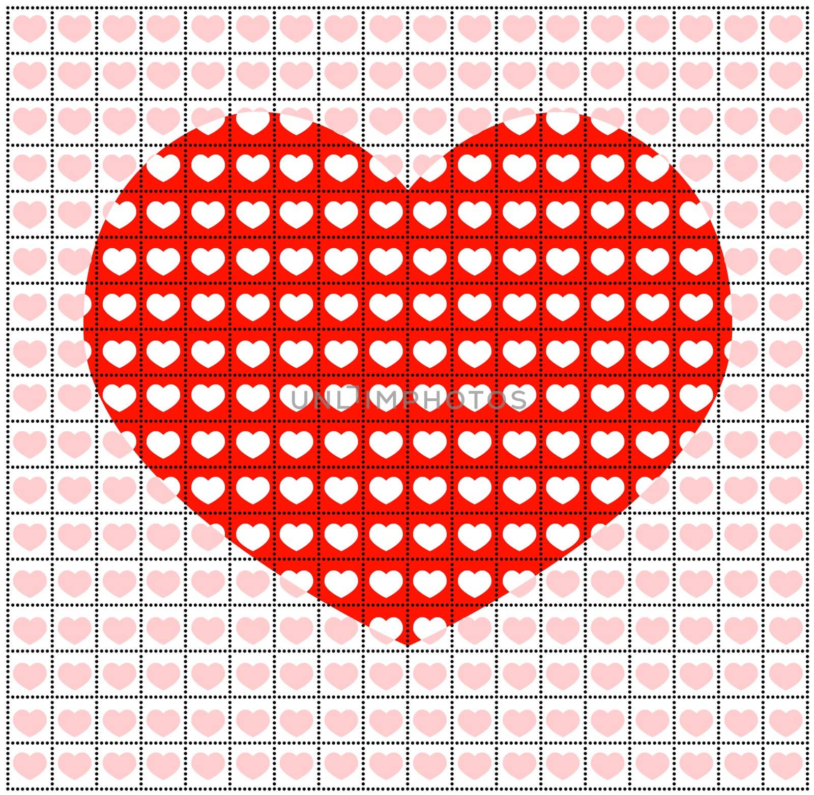 Red love heart on white background.