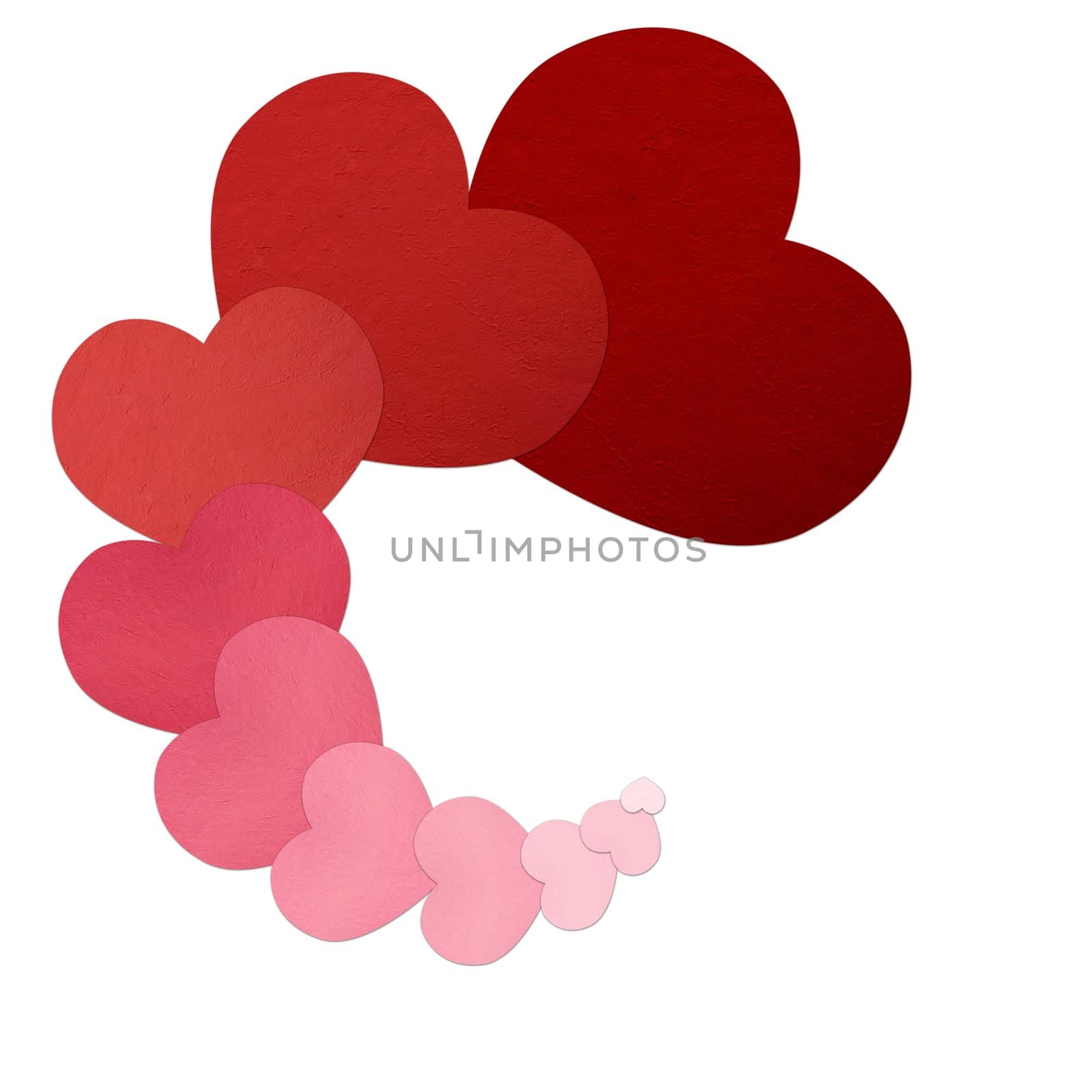 Red love heart on white background.