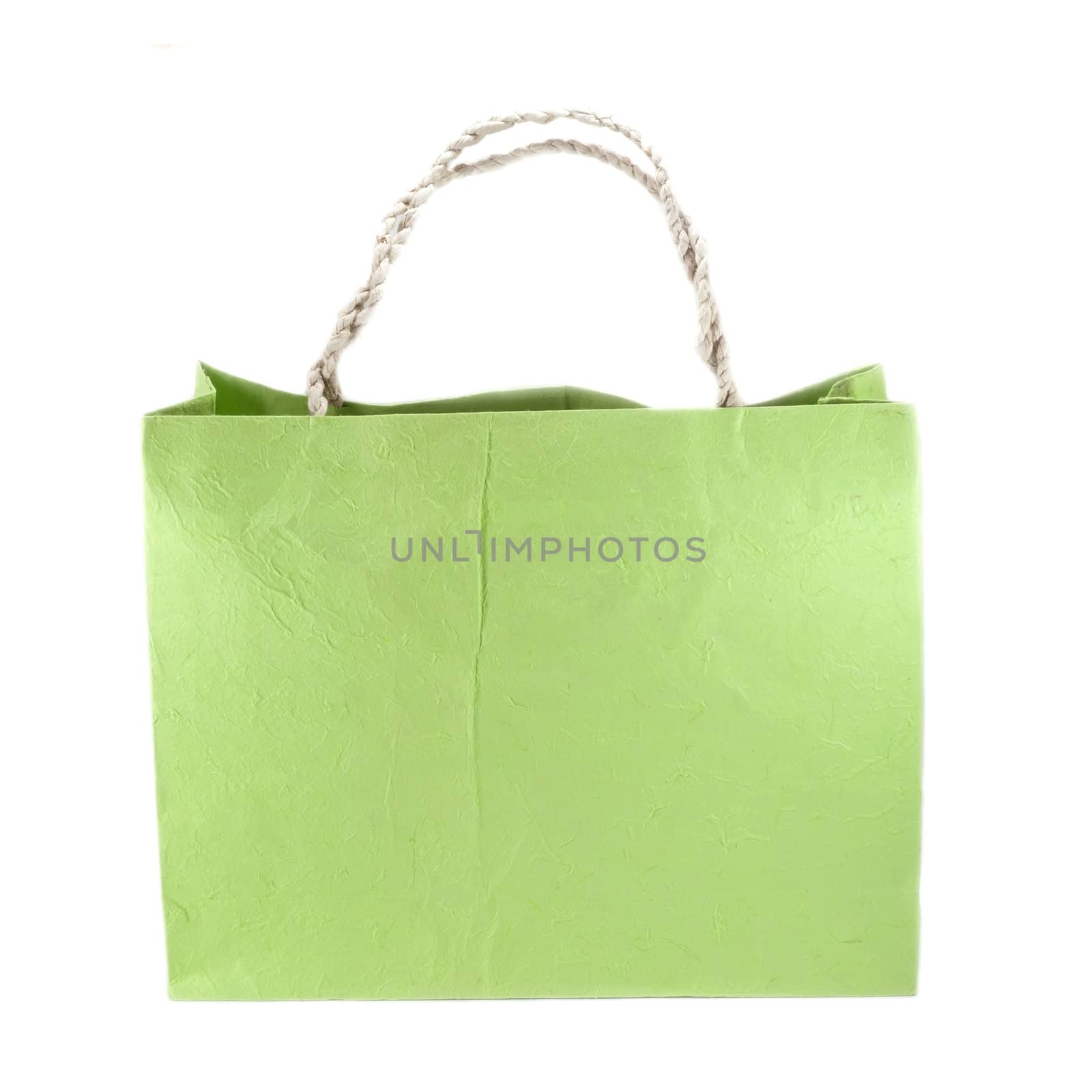 Green Mulberry paper bag, hand made.