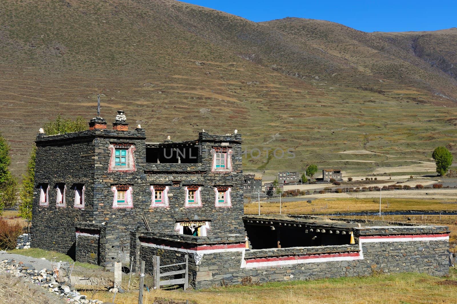 Tibetan building in Xinduqiao, Sichuan province of China