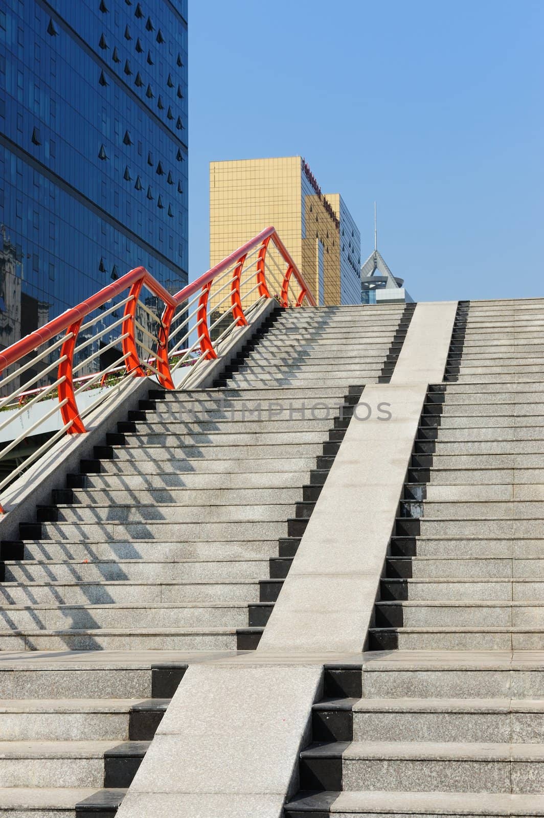 Stairs leading to the footbridge in Guangzhou city of China