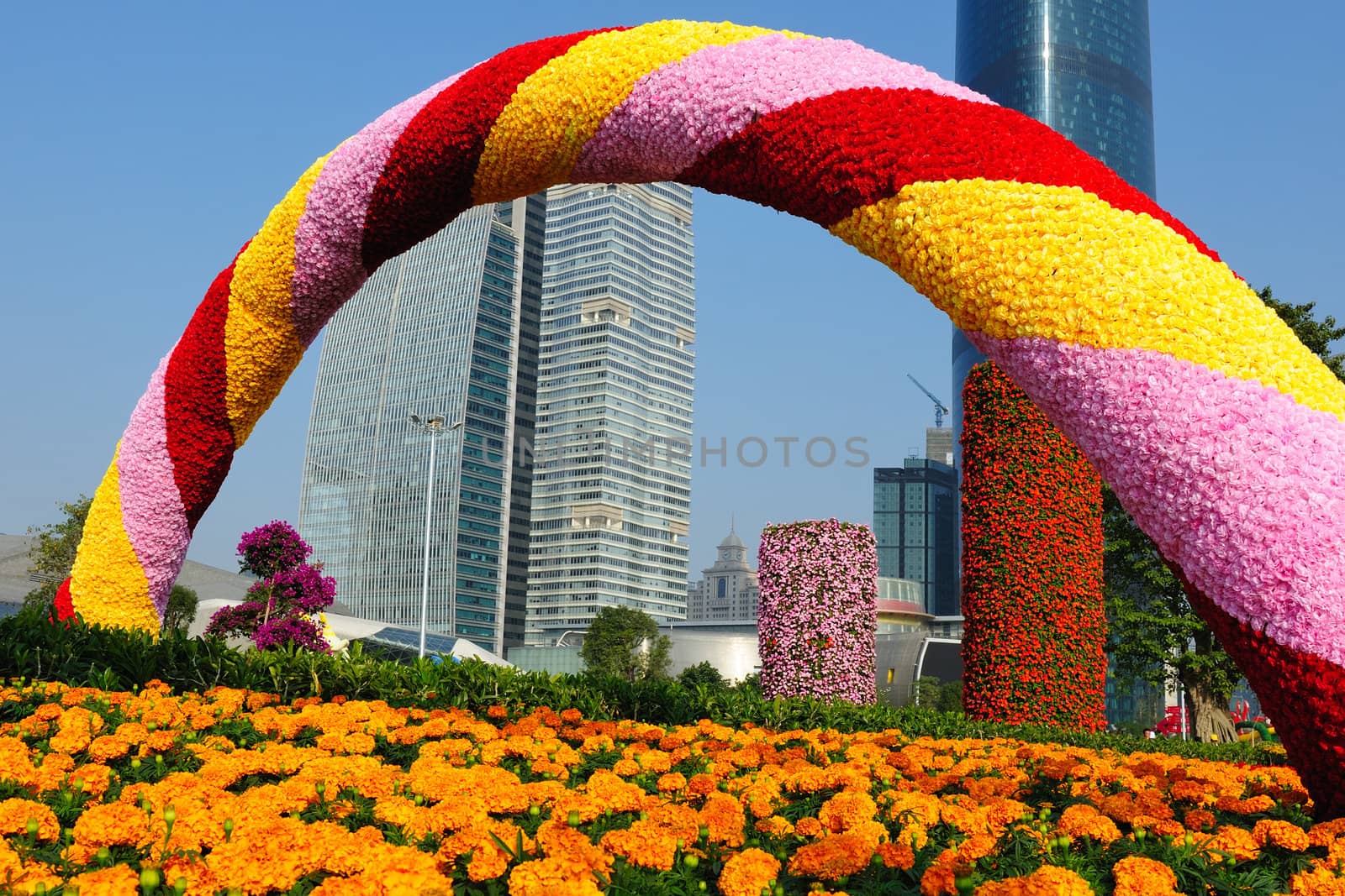 Flowers arch in Guanghzou City Plaza