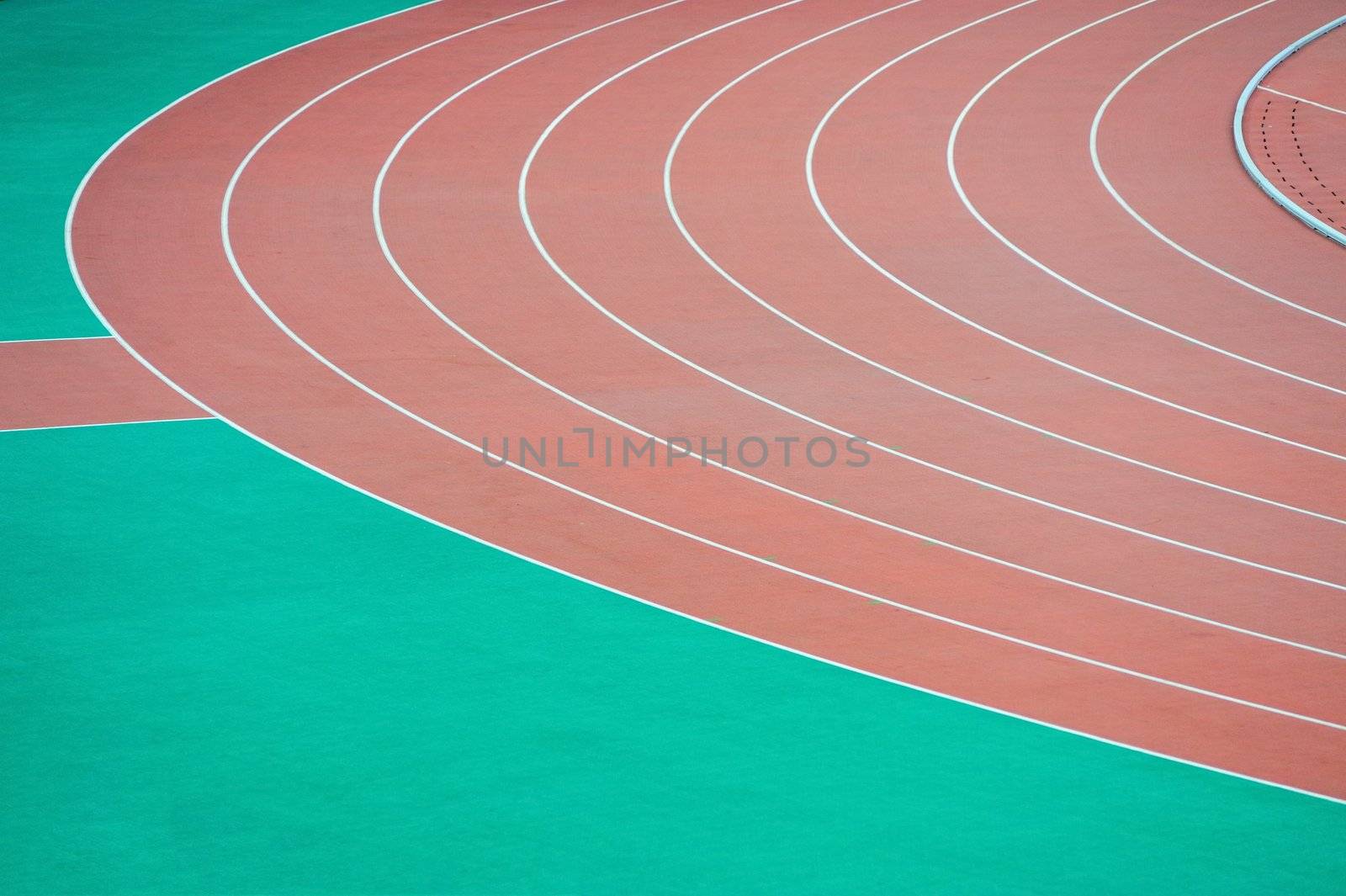 Red curve athletics running track