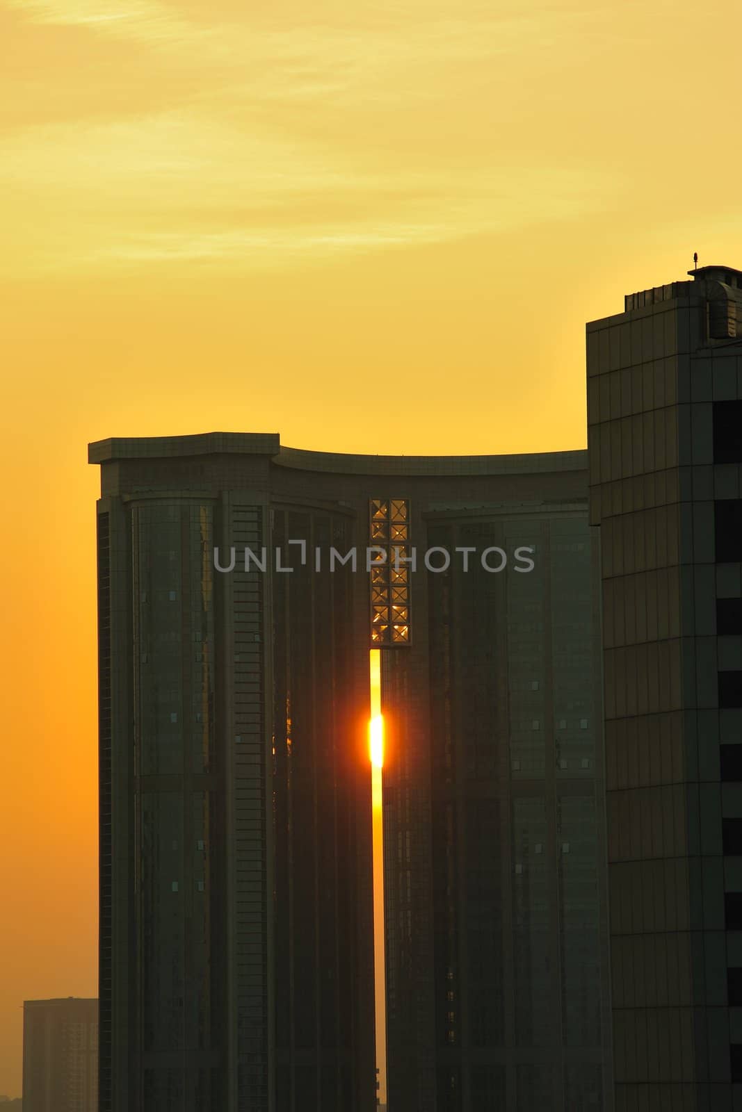 Urban sunset in Guangzhou city of China