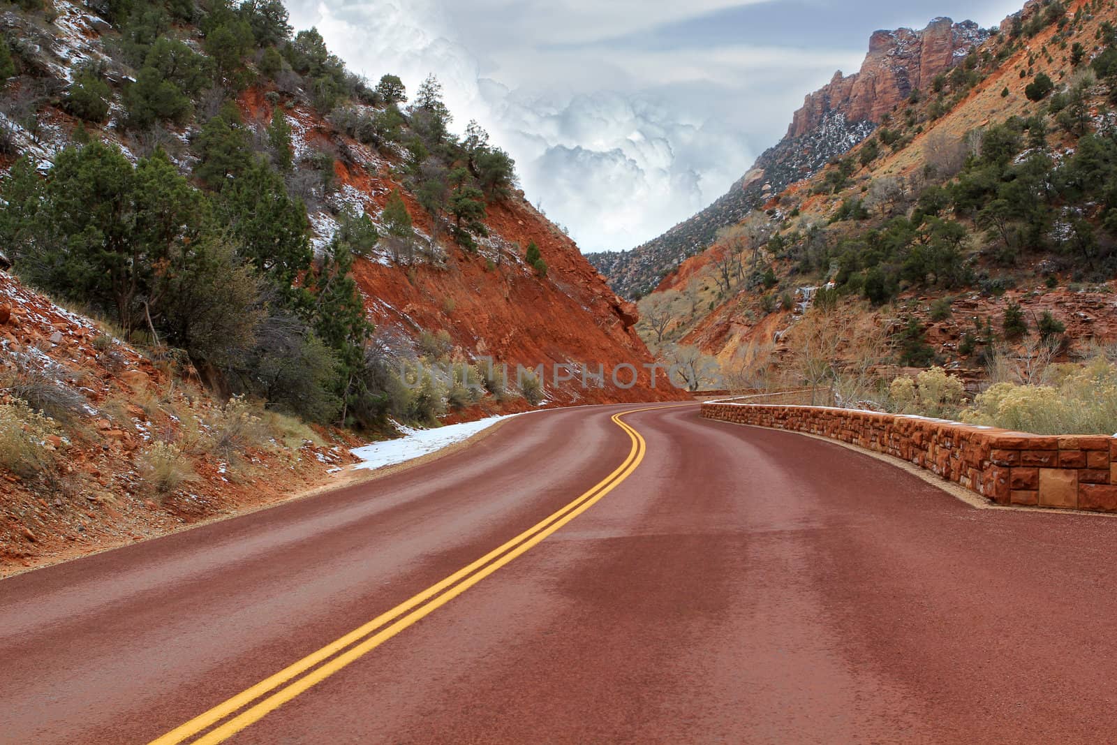 View from the bridge in Zion Canyon National Park, Utah, USA