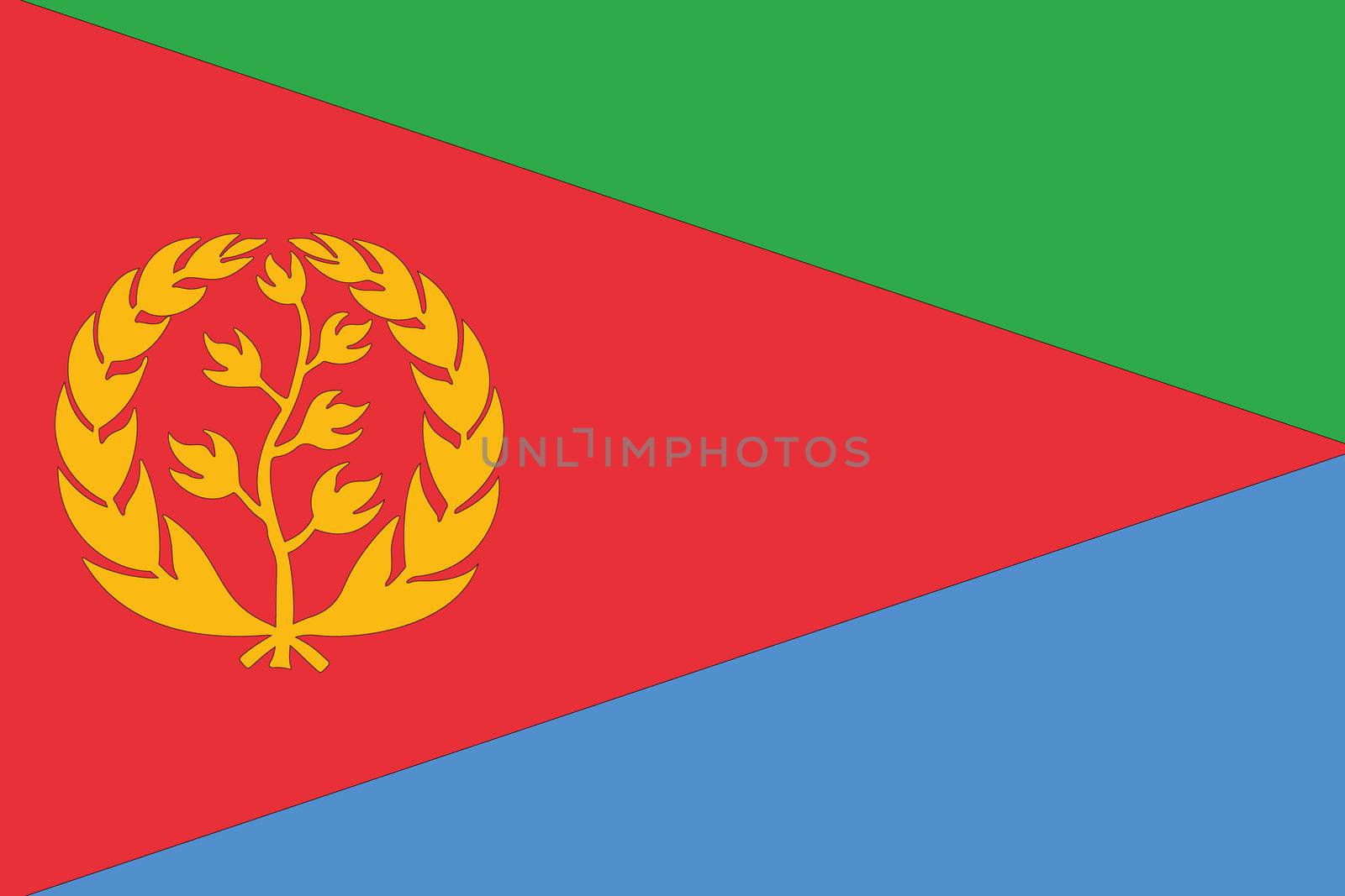 An Illustrated Drawing of the flag of Eritrea