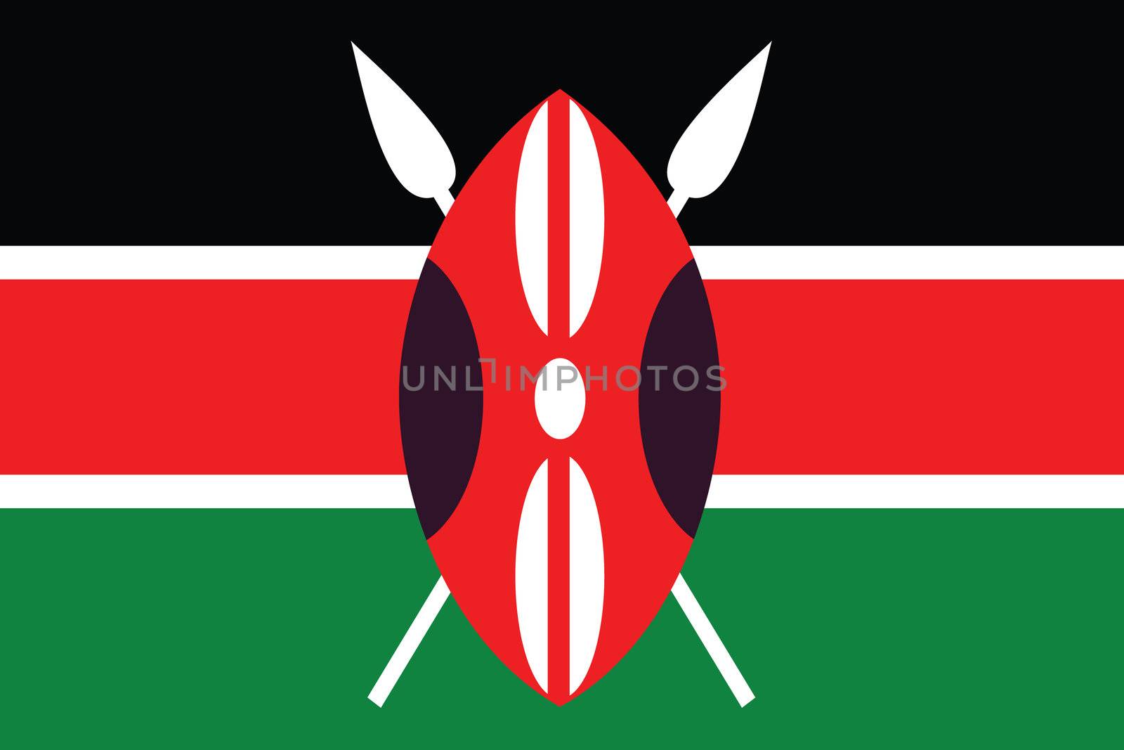 An Illustrated Drawing of the flag of Kenya