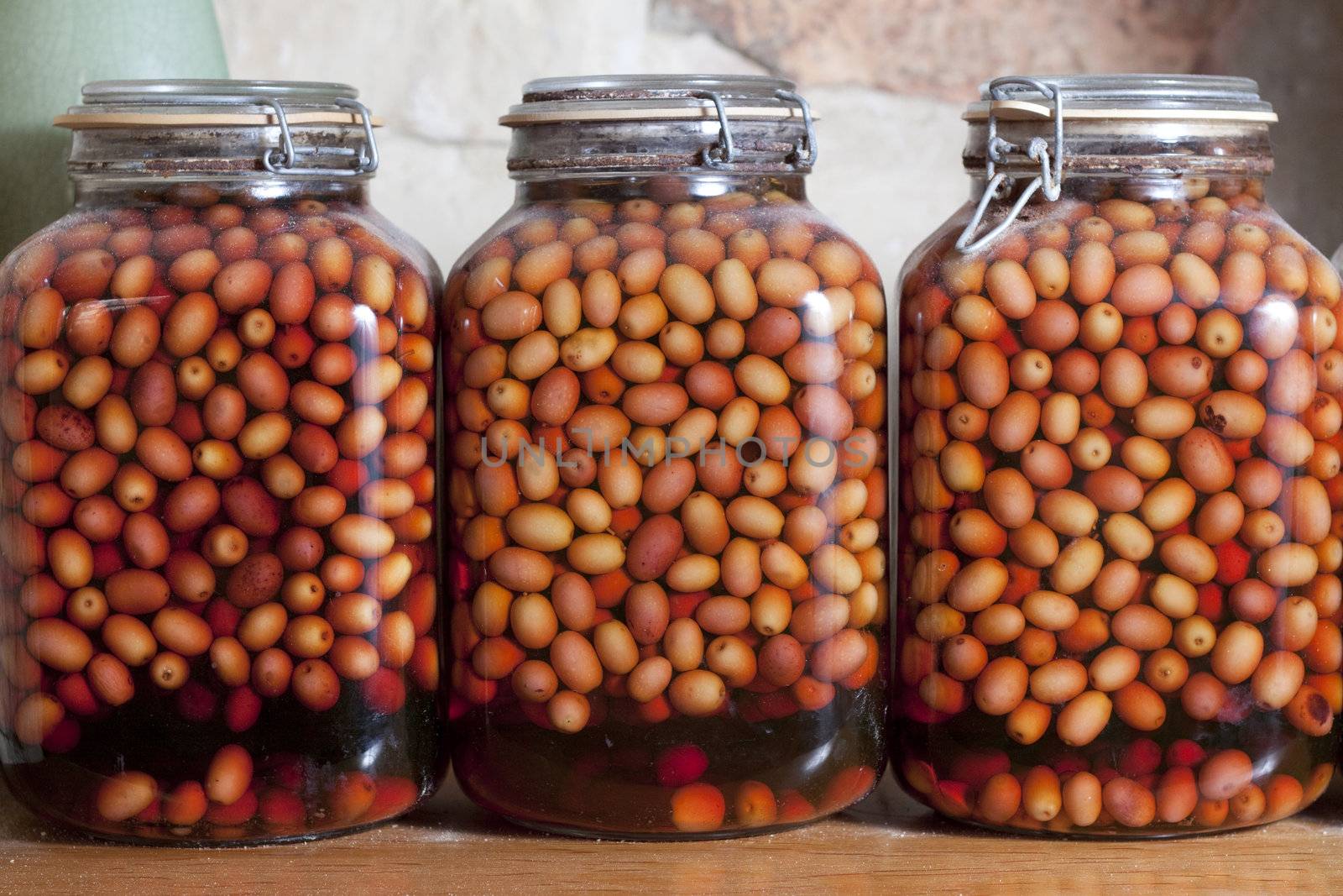 Olives stored in old jars