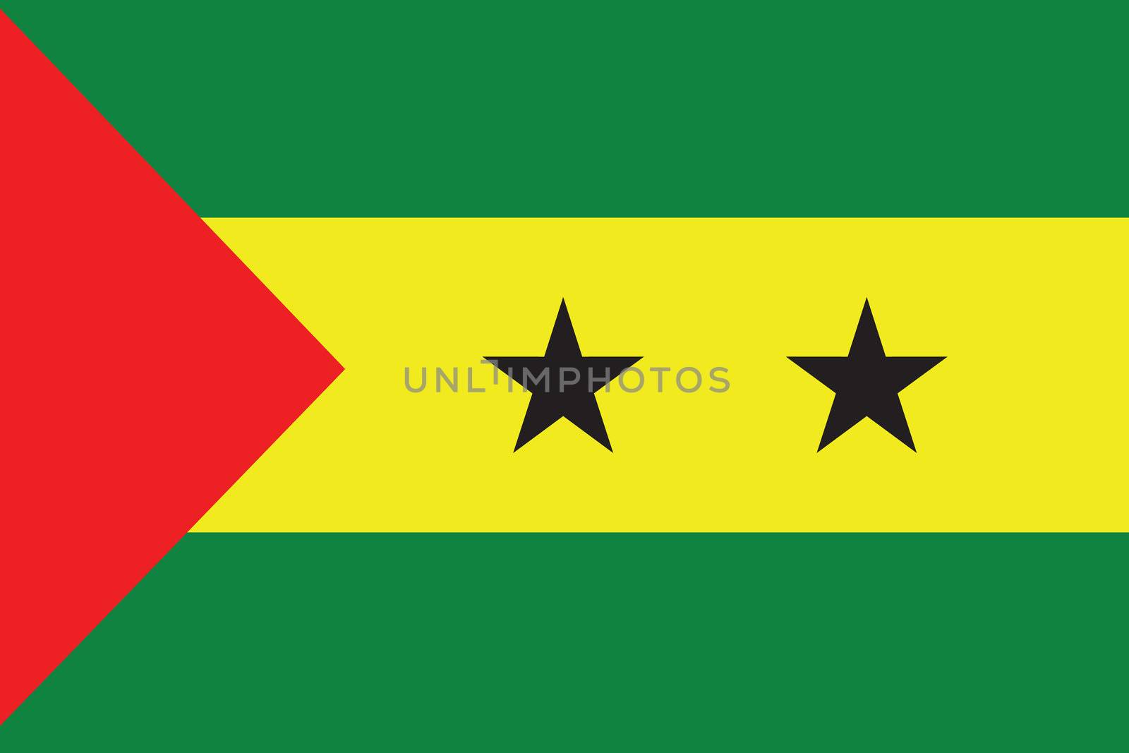 An Illustrated Drawing of the flag of Sao Tome E Principe