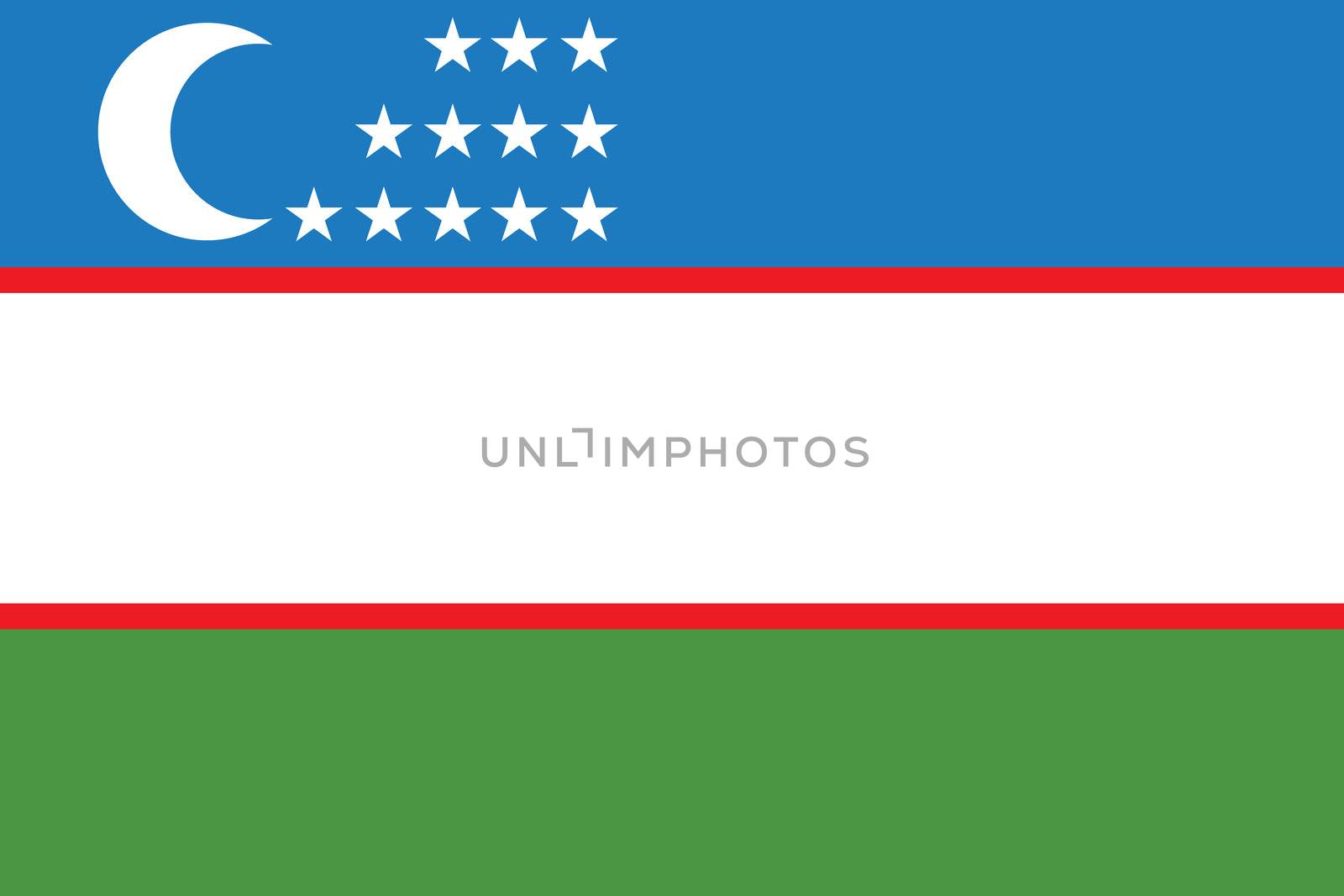 An Illustrated Drawing of the flag of Uzbekistan