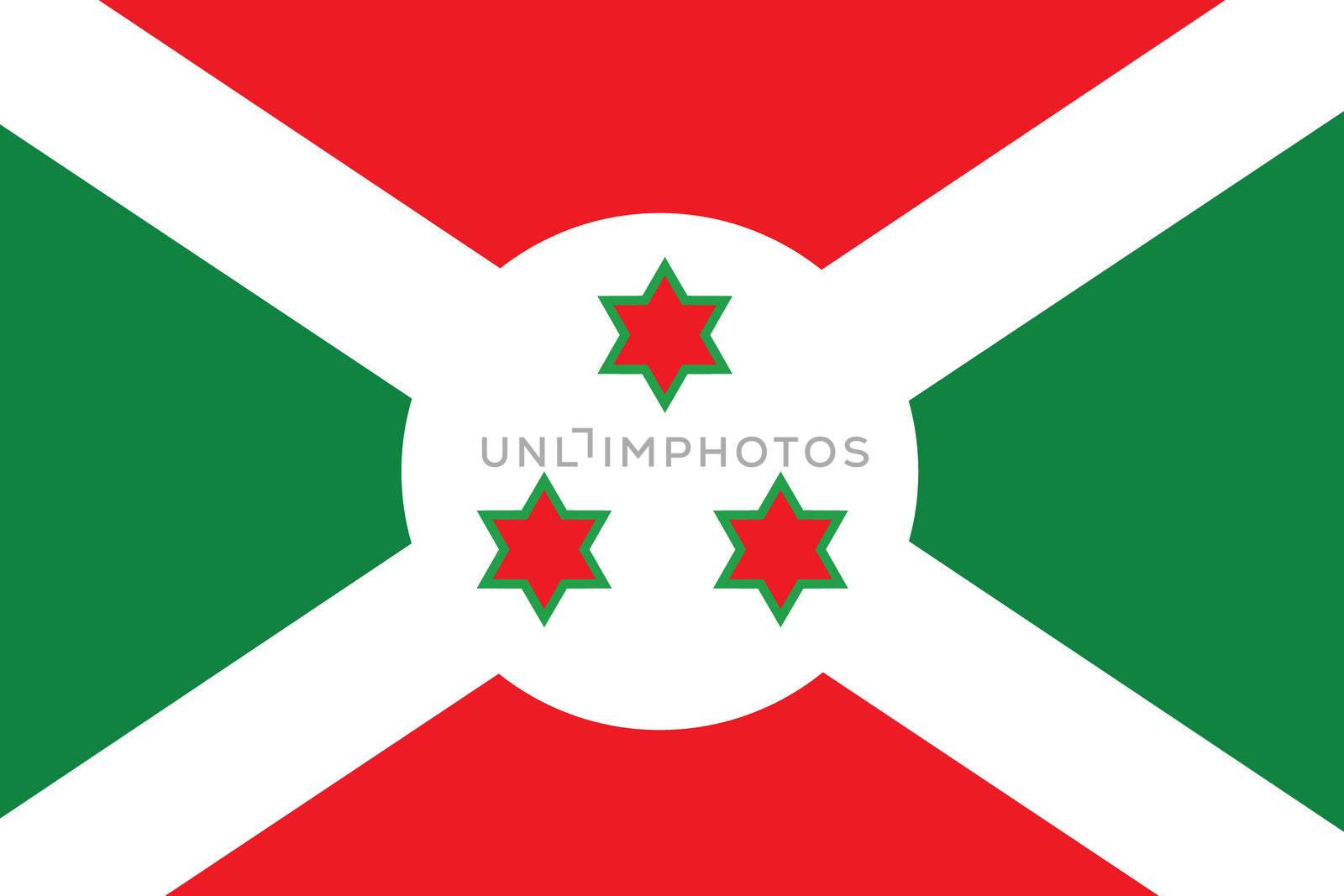 Illustrated Drawing of the flag of Burundi by DragonEyeMedia