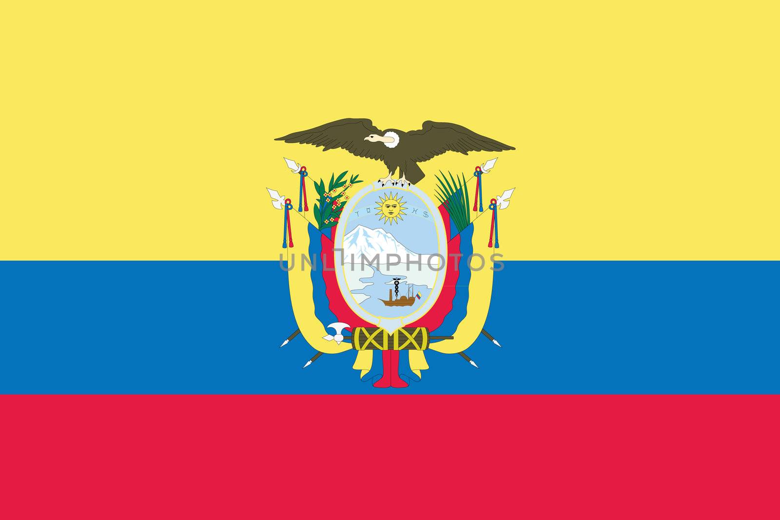 An Illustrated Drawing of the flag of Ecuador