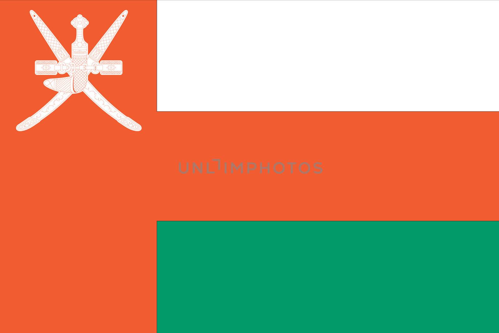 An Illustrated Drawing of the flag of Oman